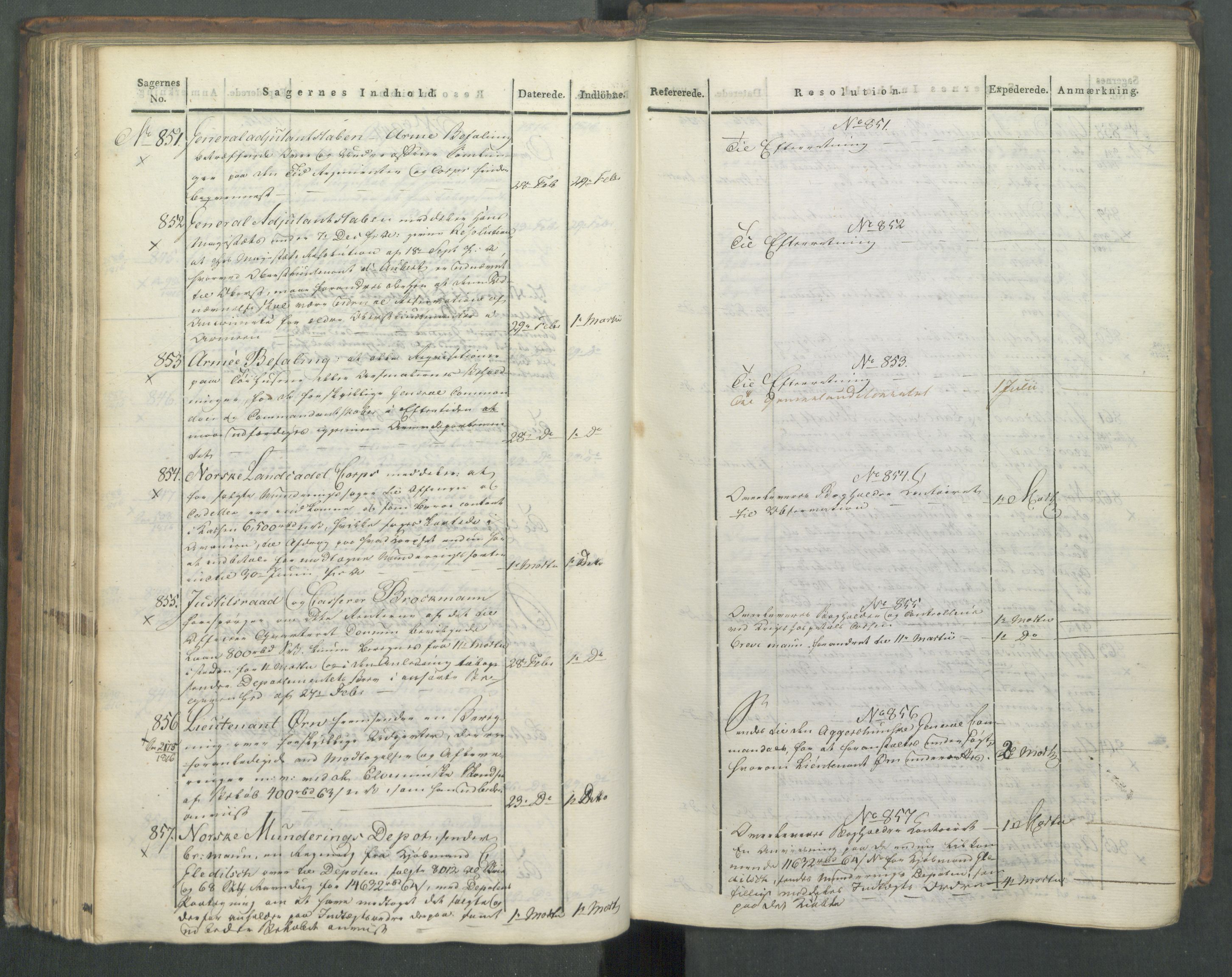 Armédepartementet, AV/RA-RAFA-3493/C/Ca/L0008: 6. Departements Journal, 1816