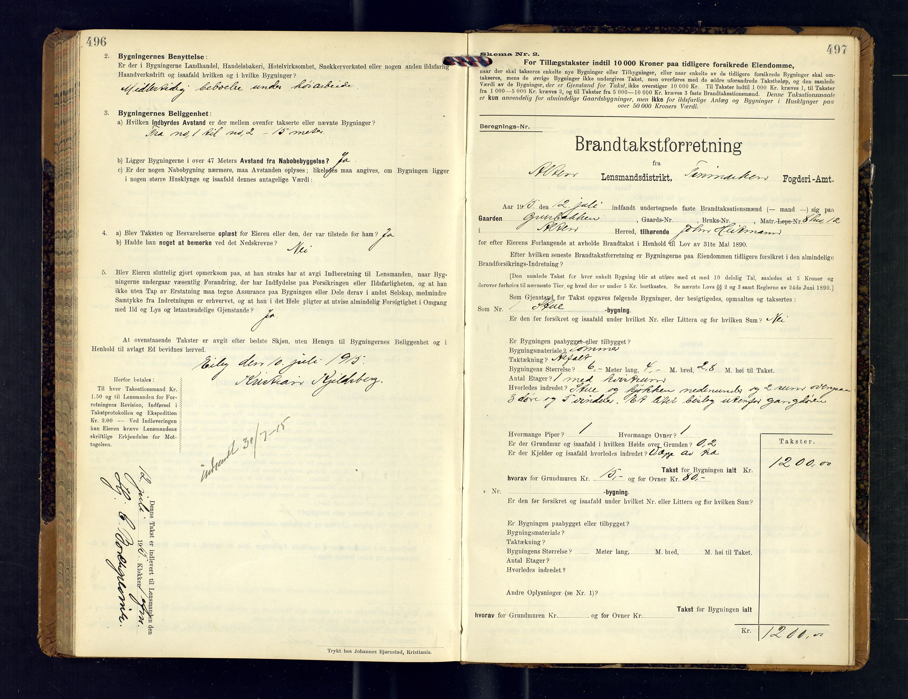 Alta lensmannskontor, AV/SATØ-S-1165/O/Ob/L0171: Branntakstprotokoll, 1911-1915, s. 496-497