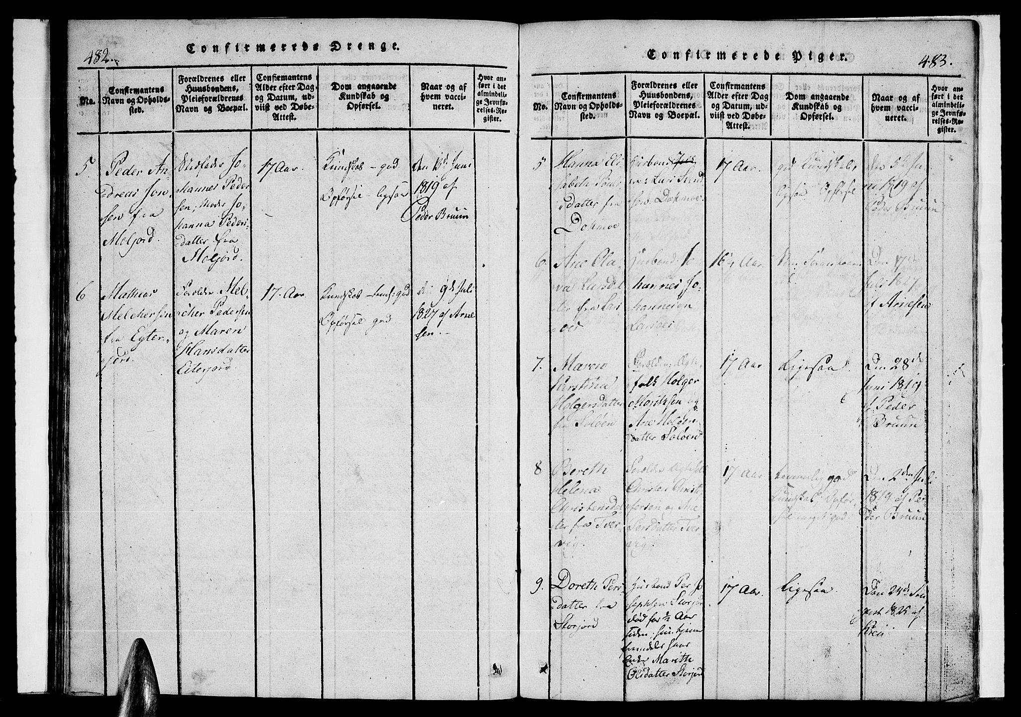 Ministerialprotokoller, klokkerbøker og fødselsregistre - Nordland, SAT/A-1459/846/L0651: Klokkerbok nr. 846C01, 1821-1841, s. 482-483
