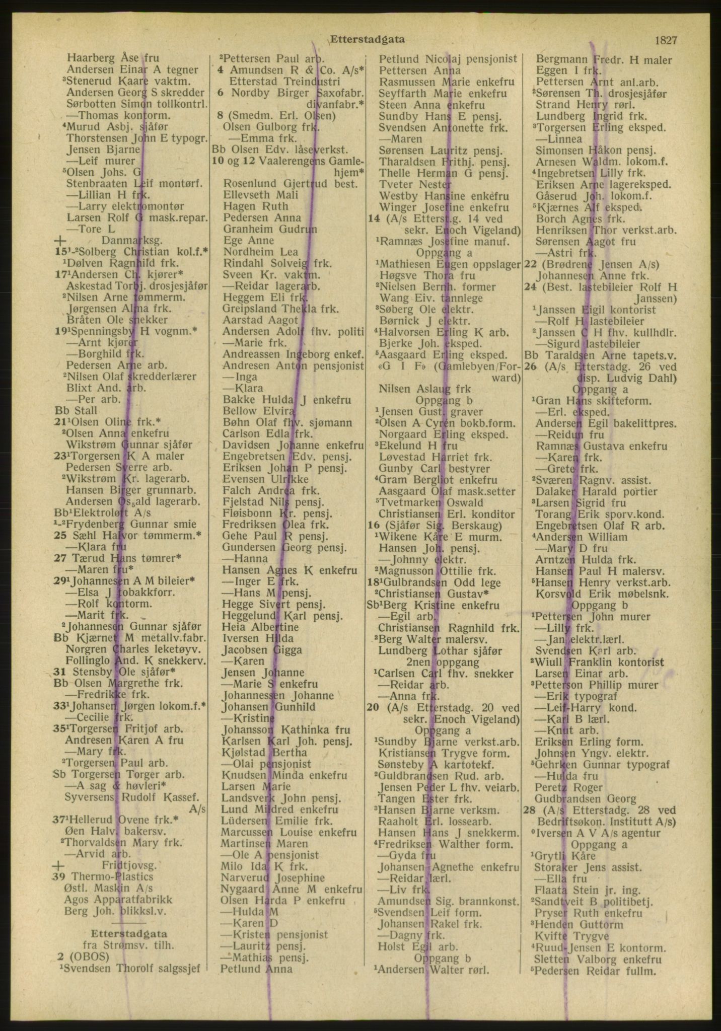 Kristiania/Oslo adressebok, PUBL/-, 1951, s. 1827