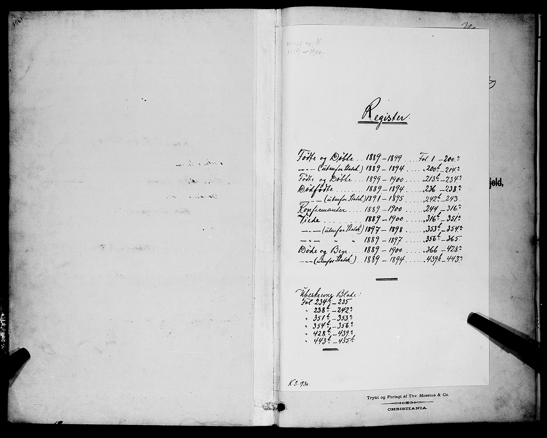 Moss prestekontor Kirkebøker, SAO/A-2003/G/Ga/L0006: Klokkerbok nr. I 6, 1889-1900