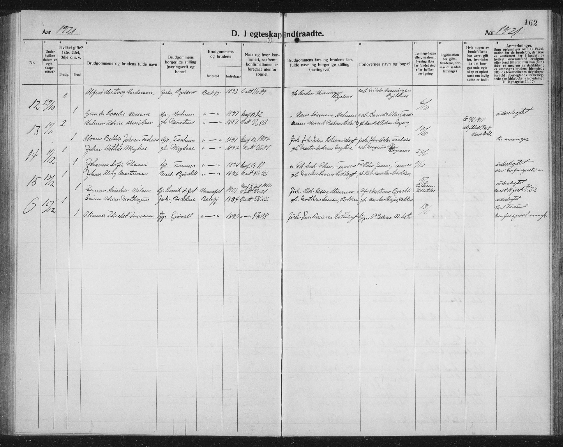 Balsfjord sokneprestembete, AV/SATØ-S-1303/G/Ga/L0010klokker: Klokkerbok nr. 10, 1921-1936, s. 162