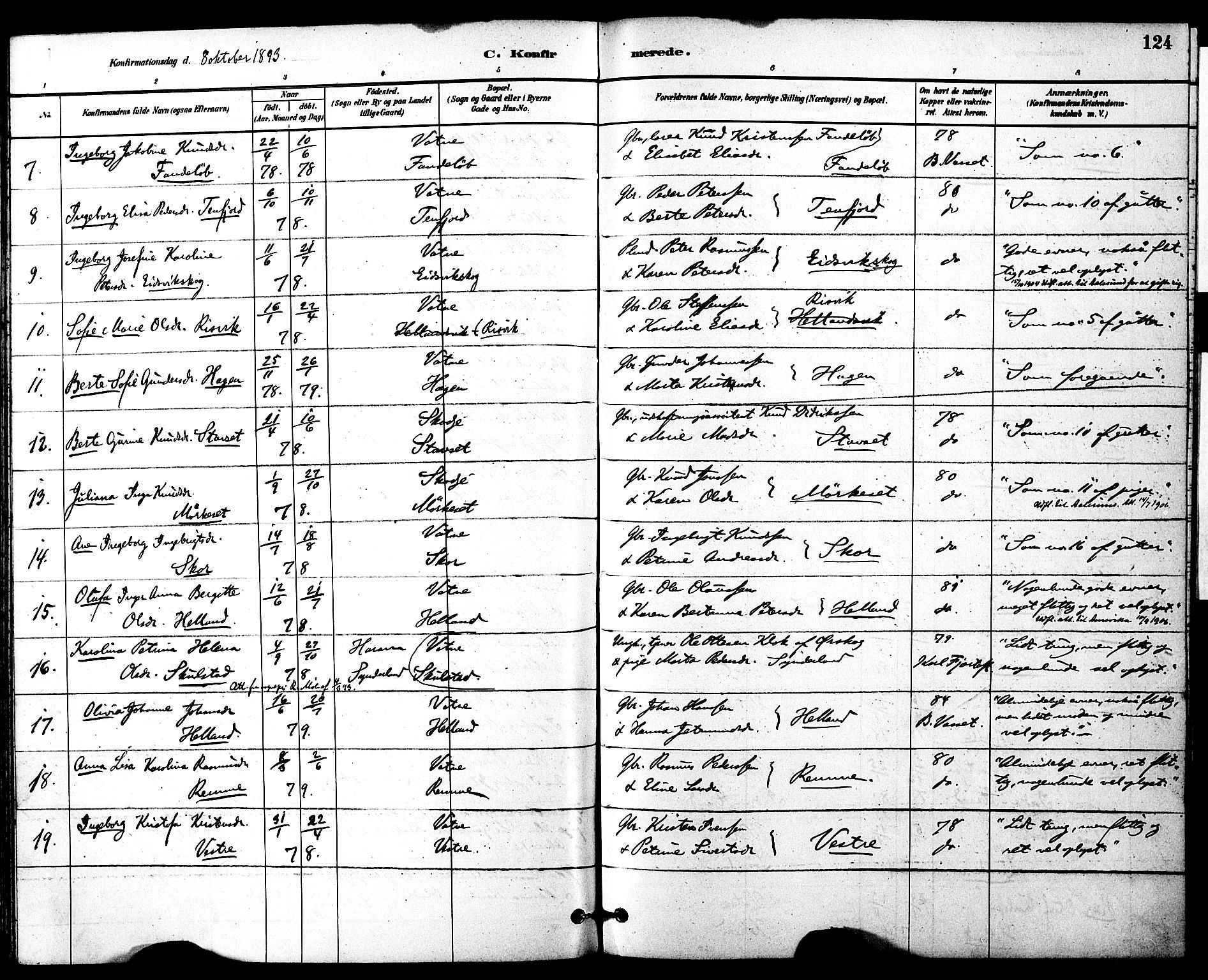 Ministerialprotokoller, klokkerbøker og fødselsregistre - Møre og Romsdal, AV/SAT-A-1454/525/L0374: Ministerialbok nr. 525A04, 1880-1899, s. 124