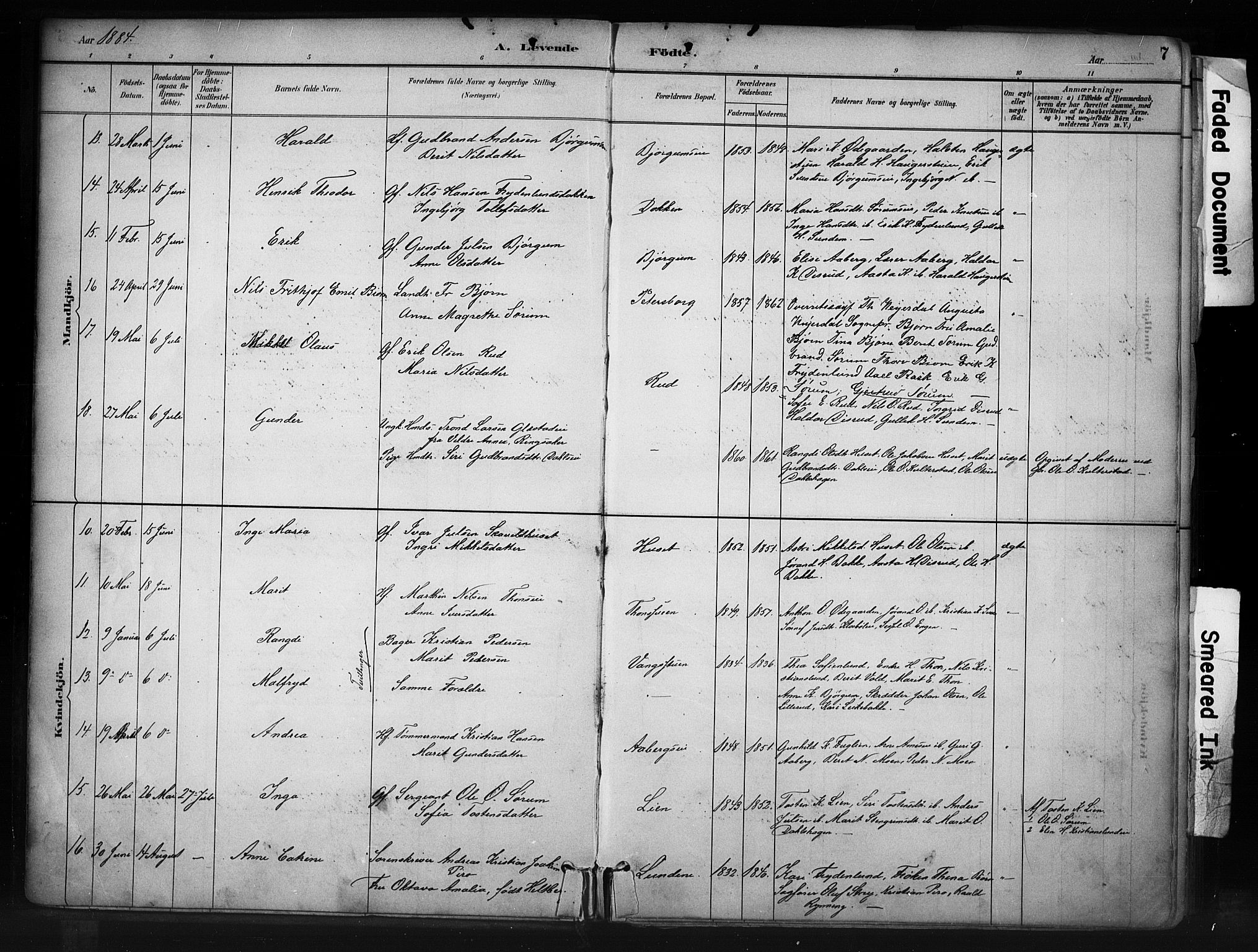Nord-Aurdal prestekontor, AV/SAH-PREST-132/H/Ha/Haa/L0013: Ministerialbok nr. 13, 1883-1895, s. 7