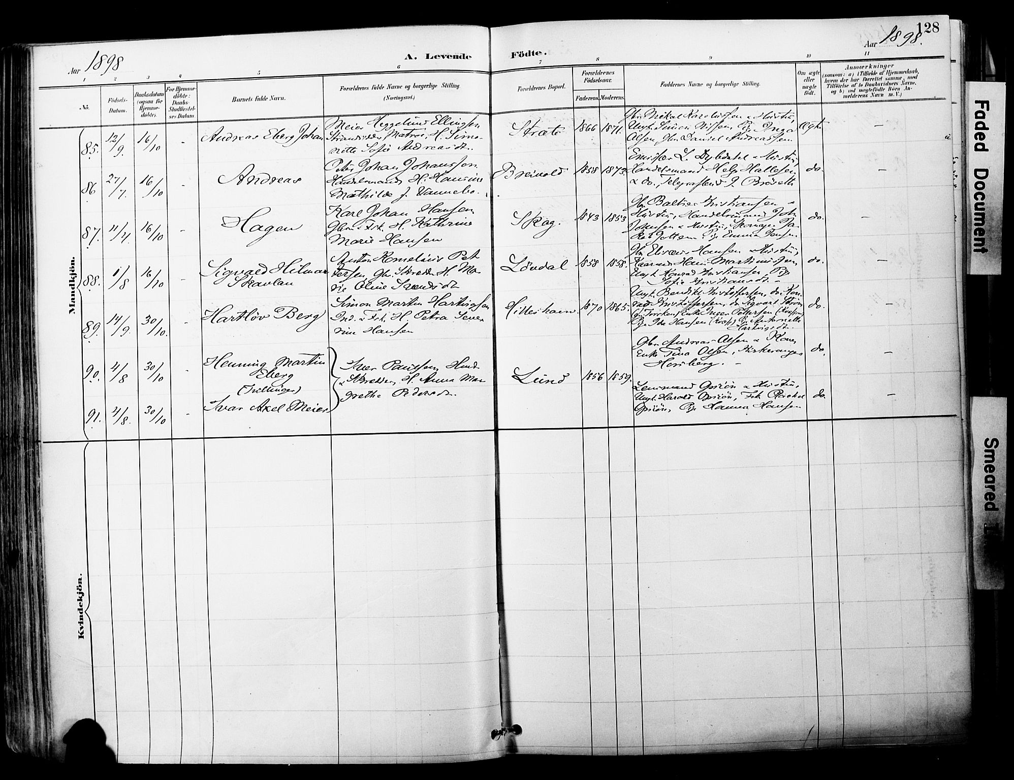 Ibestad sokneprestembete, AV/SATØ-S-0077/H/Ha/Haa/L0012kirke: Ministerialbok nr. 12, 1890-1900, s. 128