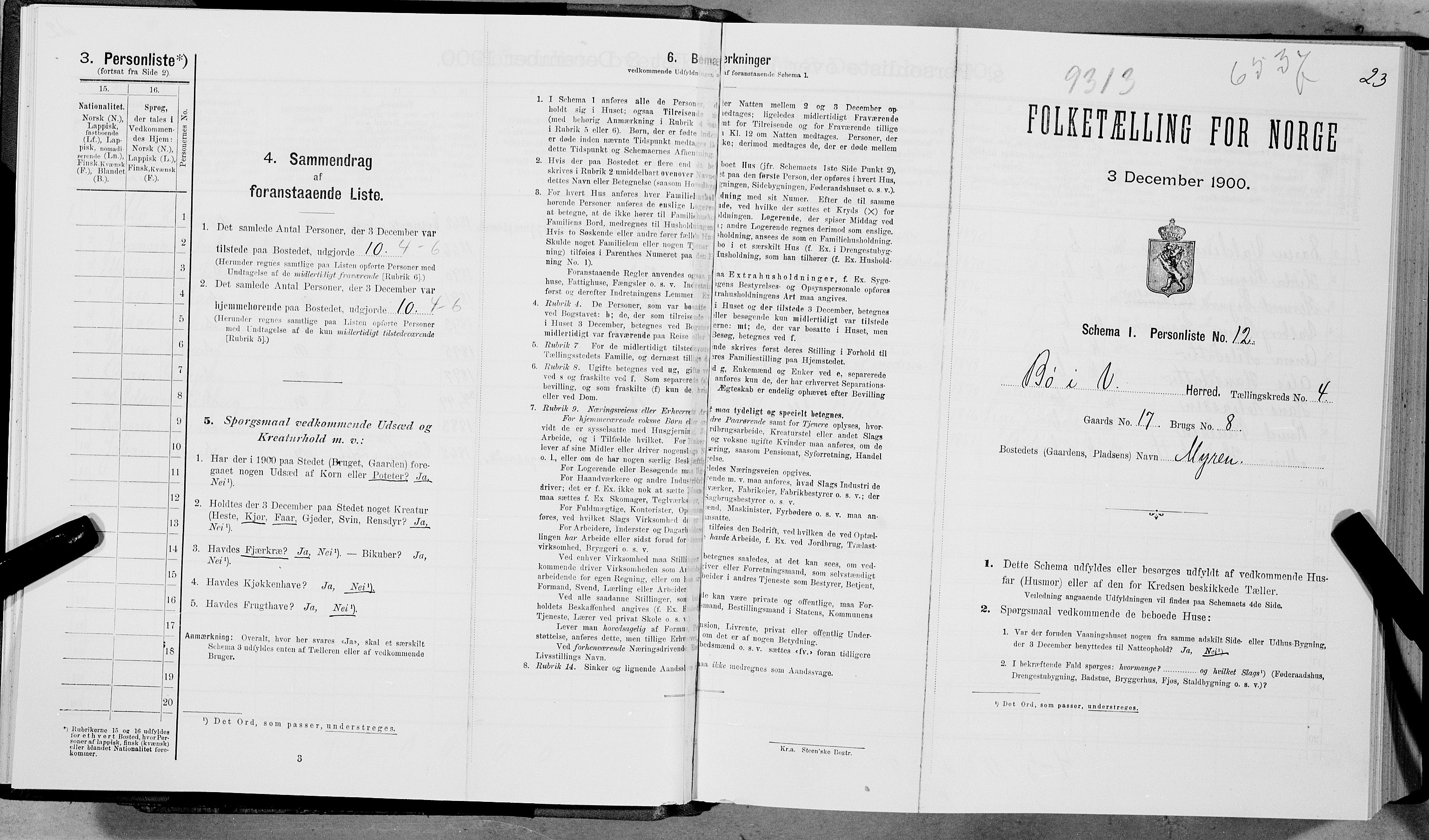 SAT, Folketelling 1900 for 1867 Bø herred, 1900, s. 434