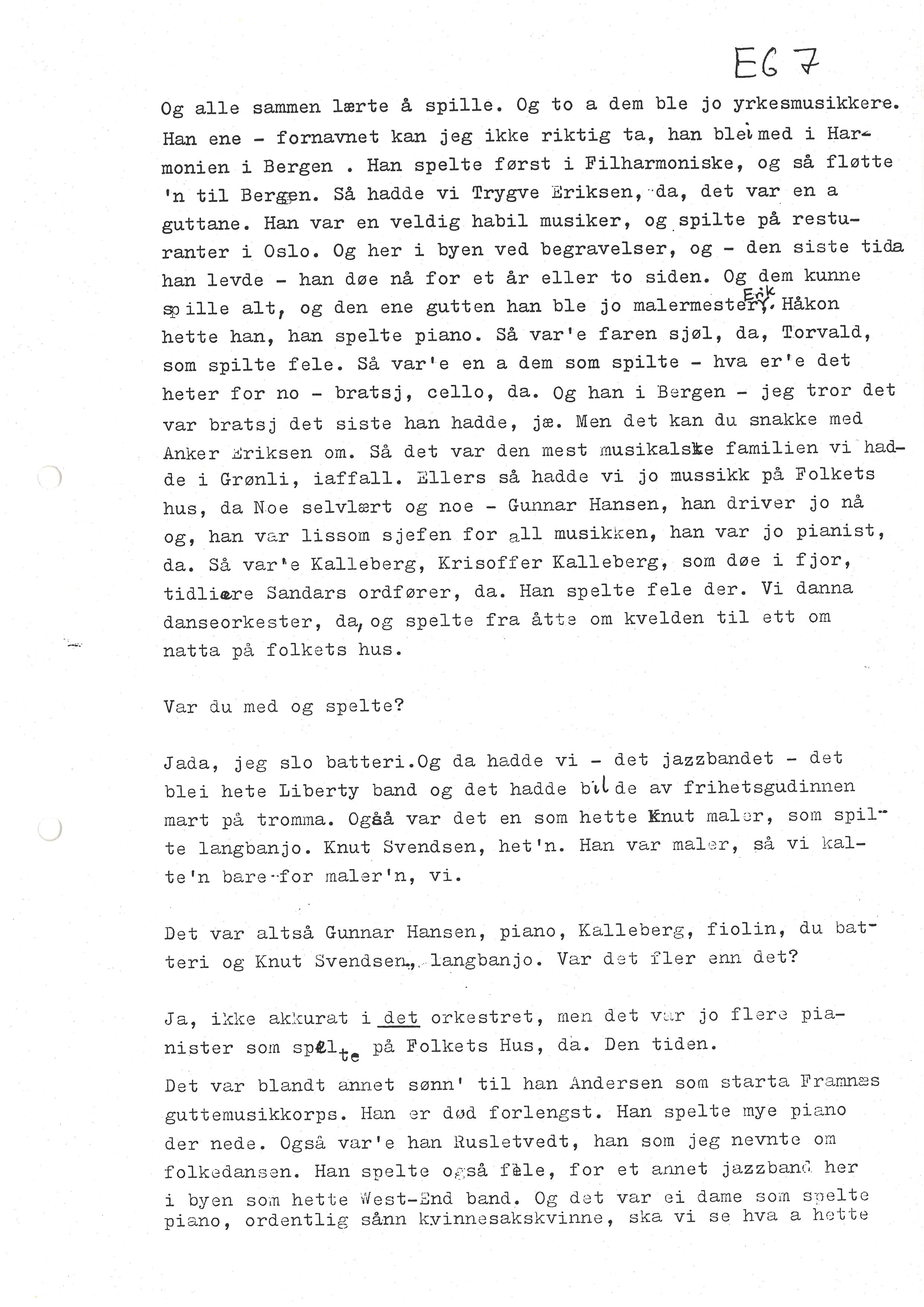 Sa 16 - Folkemusikk fra Vestfold, Gjerdesamlingen, VEMU/A-1868/I/L0001: Informantregister med intervjunedtegnelser, 1979-1986