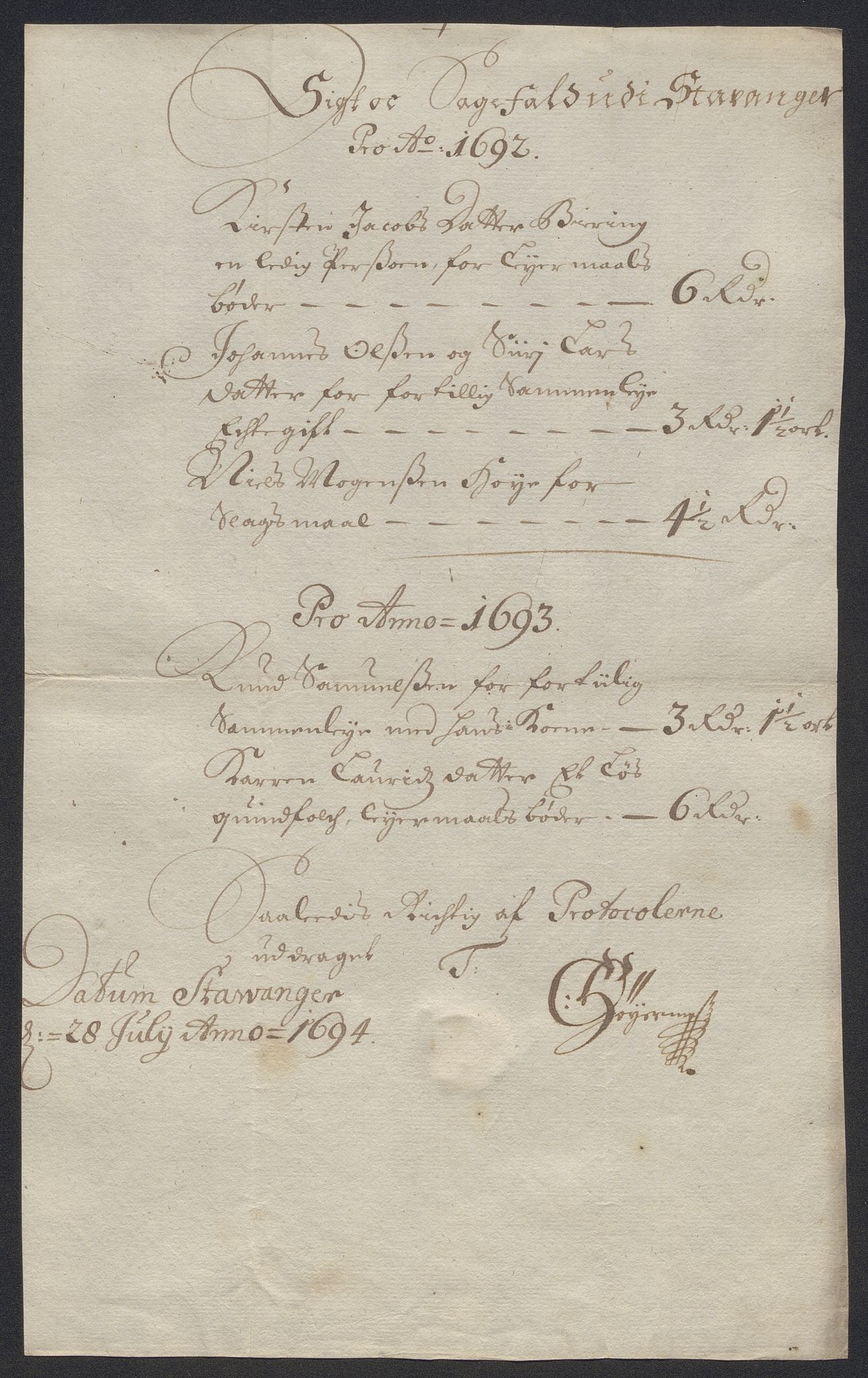 Rentekammeret inntil 1814, Reviderte regnskaper, Byregnskaper, AV/RA-EA-4066/R/Ro/L0316: [O14] Sikt og sakefall, 1662-1693, s. 390