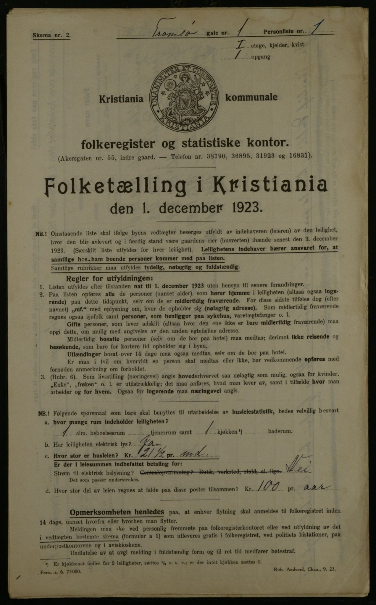 OBA, Kommunal folketelling 1.12.1923 for Kristiania, 1923, s. 127362