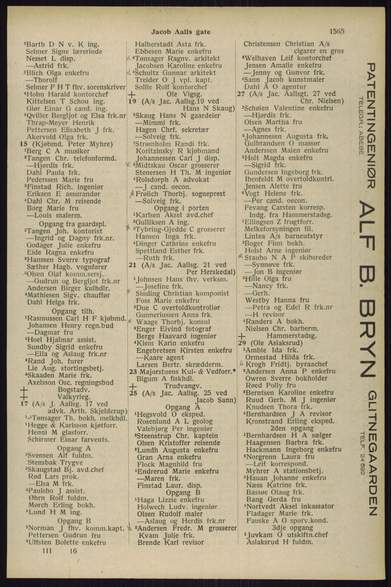 Kristiania/Oslo adressebok, PUBL/-, 1929, s. 1565