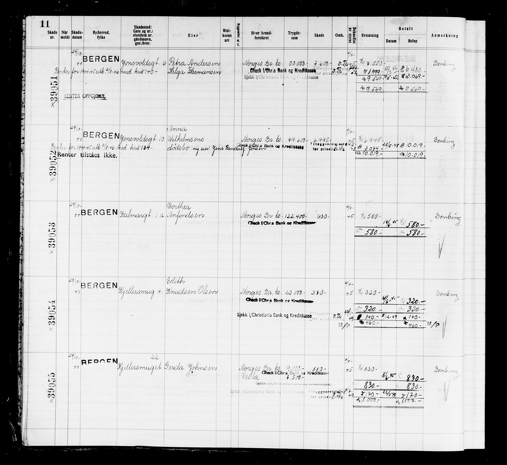 Krigsskadetrygdene for bygninger og løsøre, AV/RA-S-1548/V/L0037: Bygning, branntrygdet., 1940-1945, s. 11