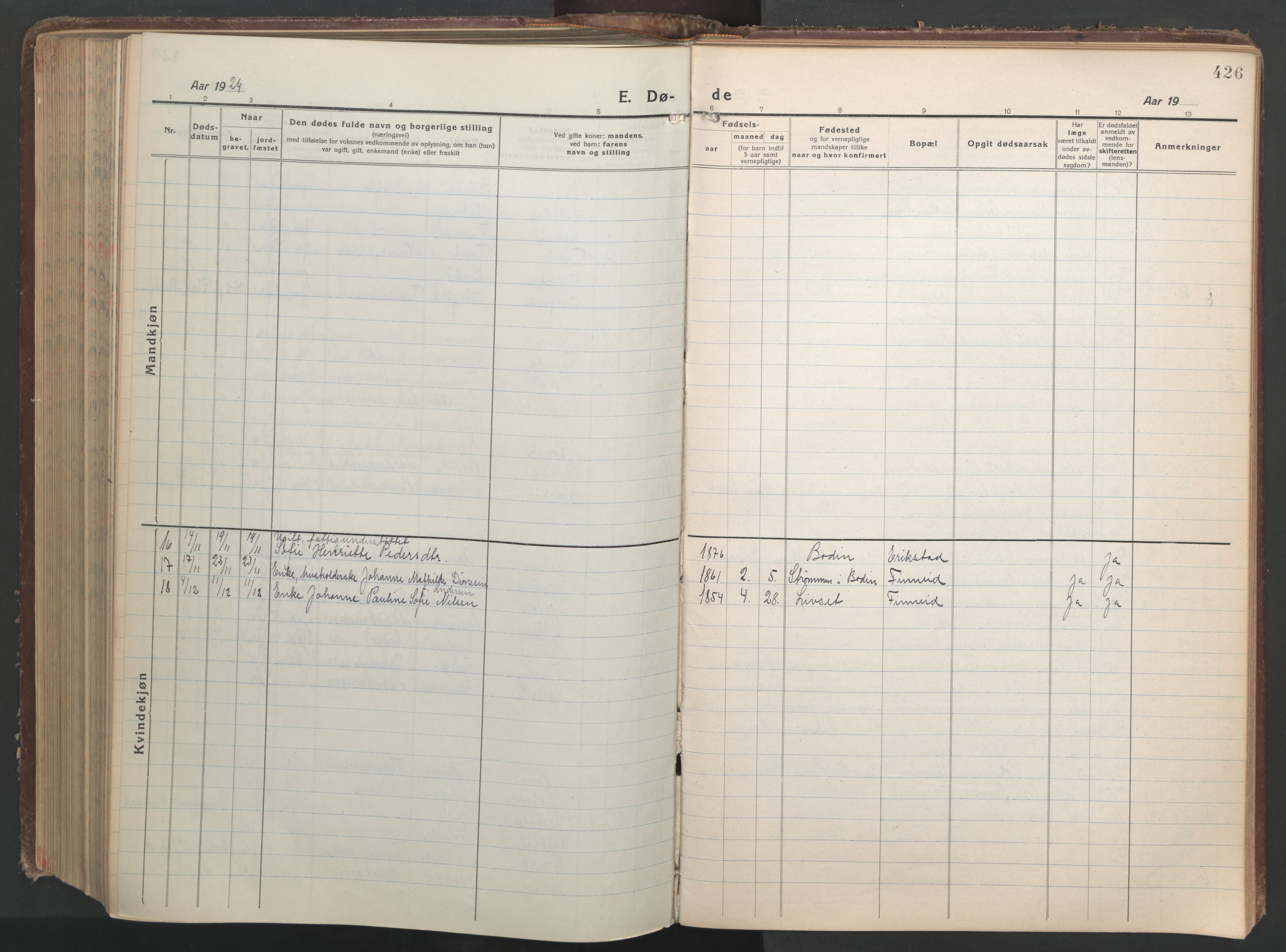 Ministerialprotokoller, klokkerbøker og fødselsregistre - Nordland, AV/SAT-A-1459/849/L0700: Klokkerbok nr. 849C01, 1919-1946, s. 426