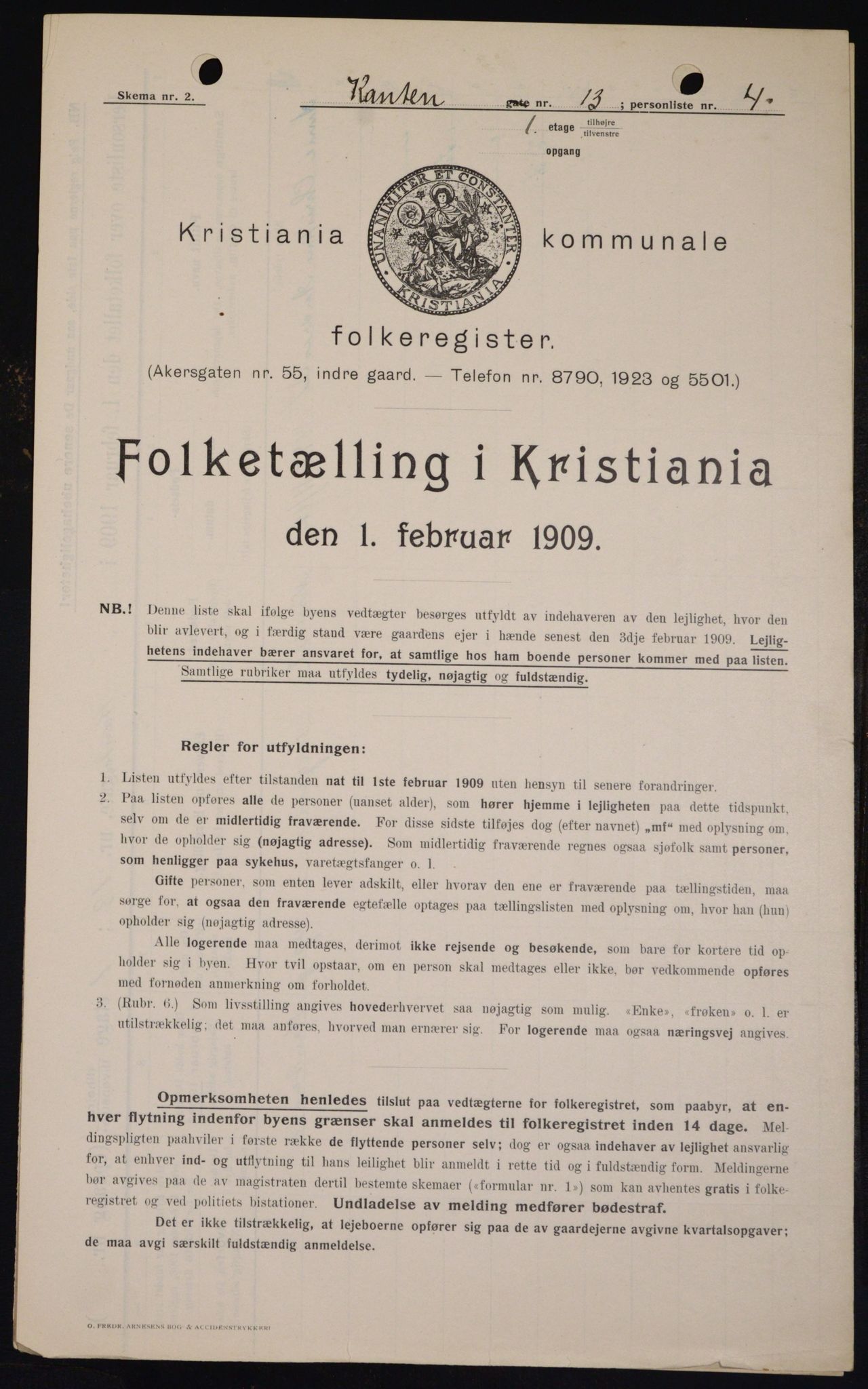 OBA, Kommunal folketelling 1.2.1909 for Kristiania kjøpstad, 1909, s. 44064