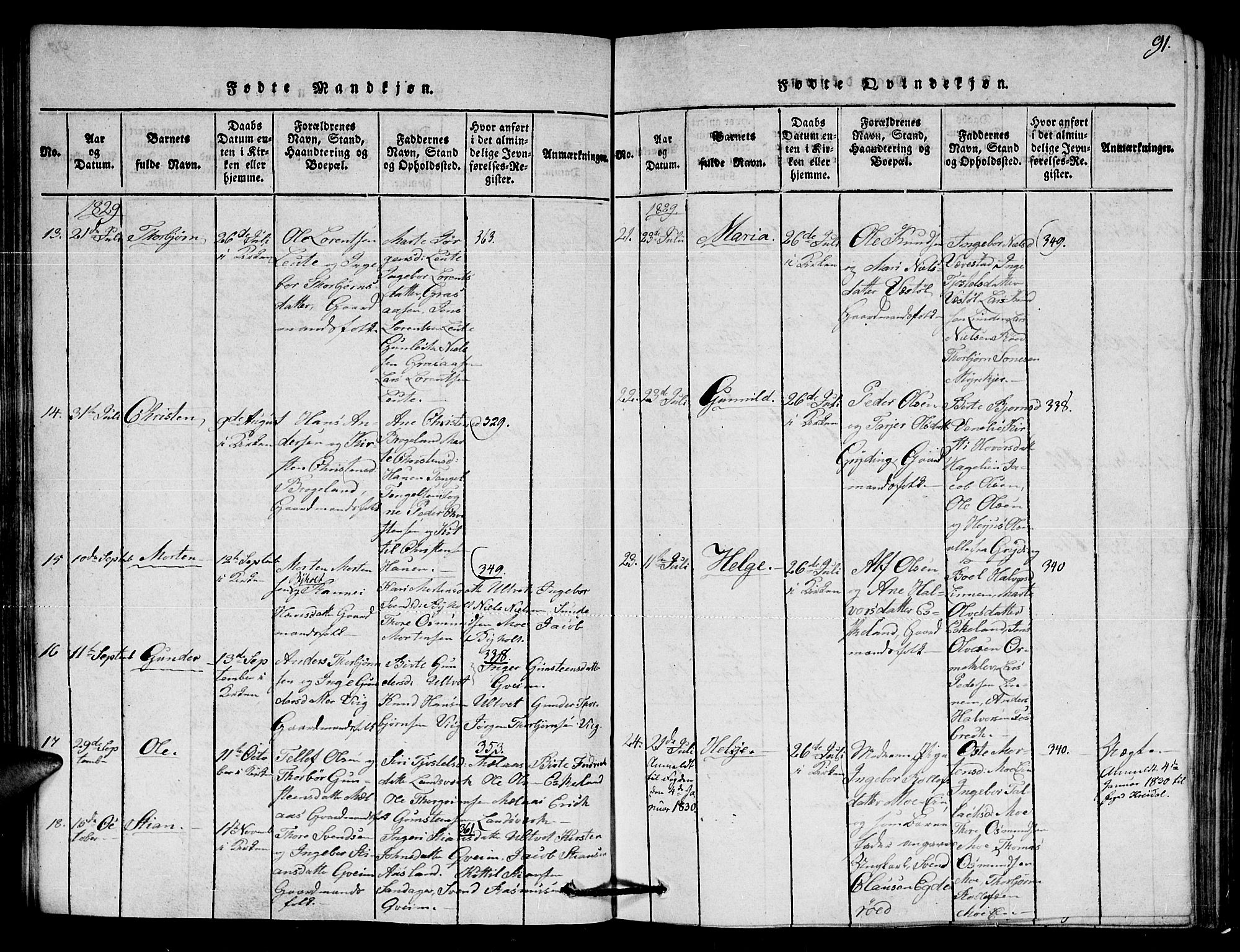 Gjerstad sokneprestkontor, AV/SAK-1111-0014/F/Fa/Faa/L0004: Ministerialbok nr. A 4, 1816-1829, s. 91