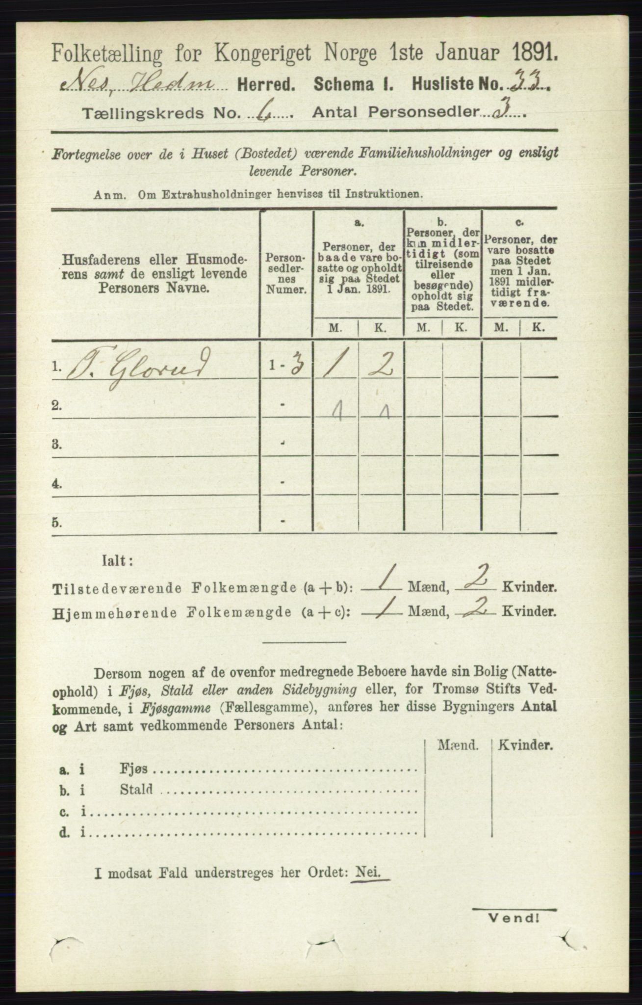 RA, Folketelling 1891 for 0411 Nes herred, 1891, s. 3201