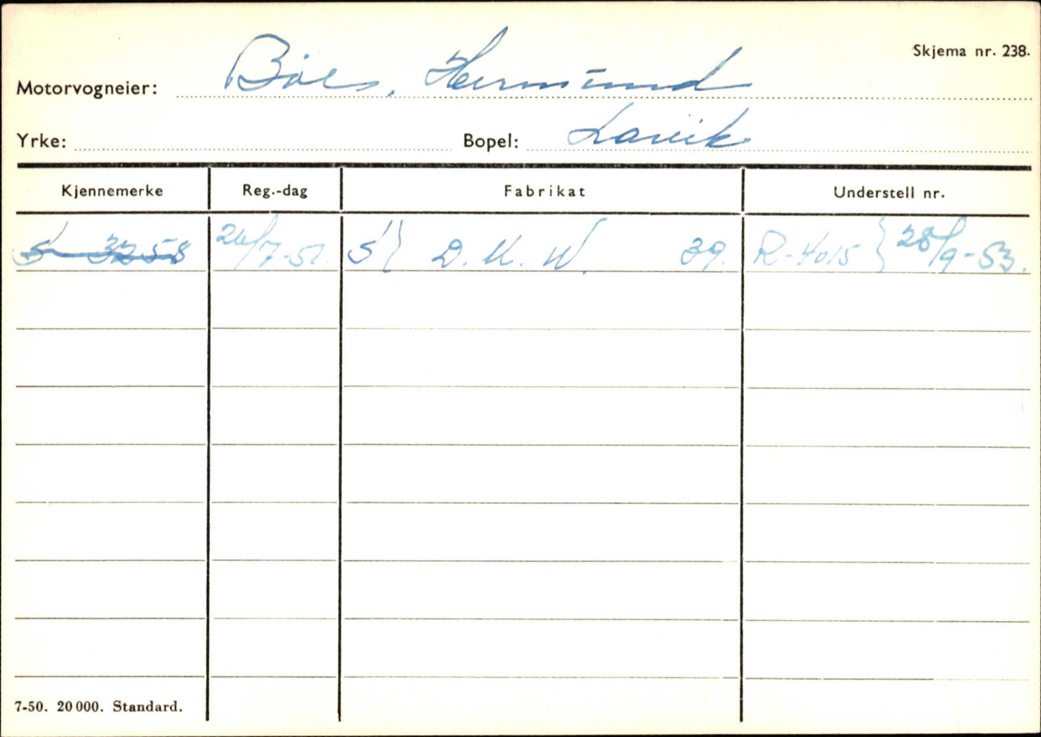 Statens vegvesen, Sogn og Fjordane vegkontor, AV/SAB-A-5301/4/F/L0130: Eigarregister Eid T-Å. Høyanger A-O, 1945-1975, s. 818