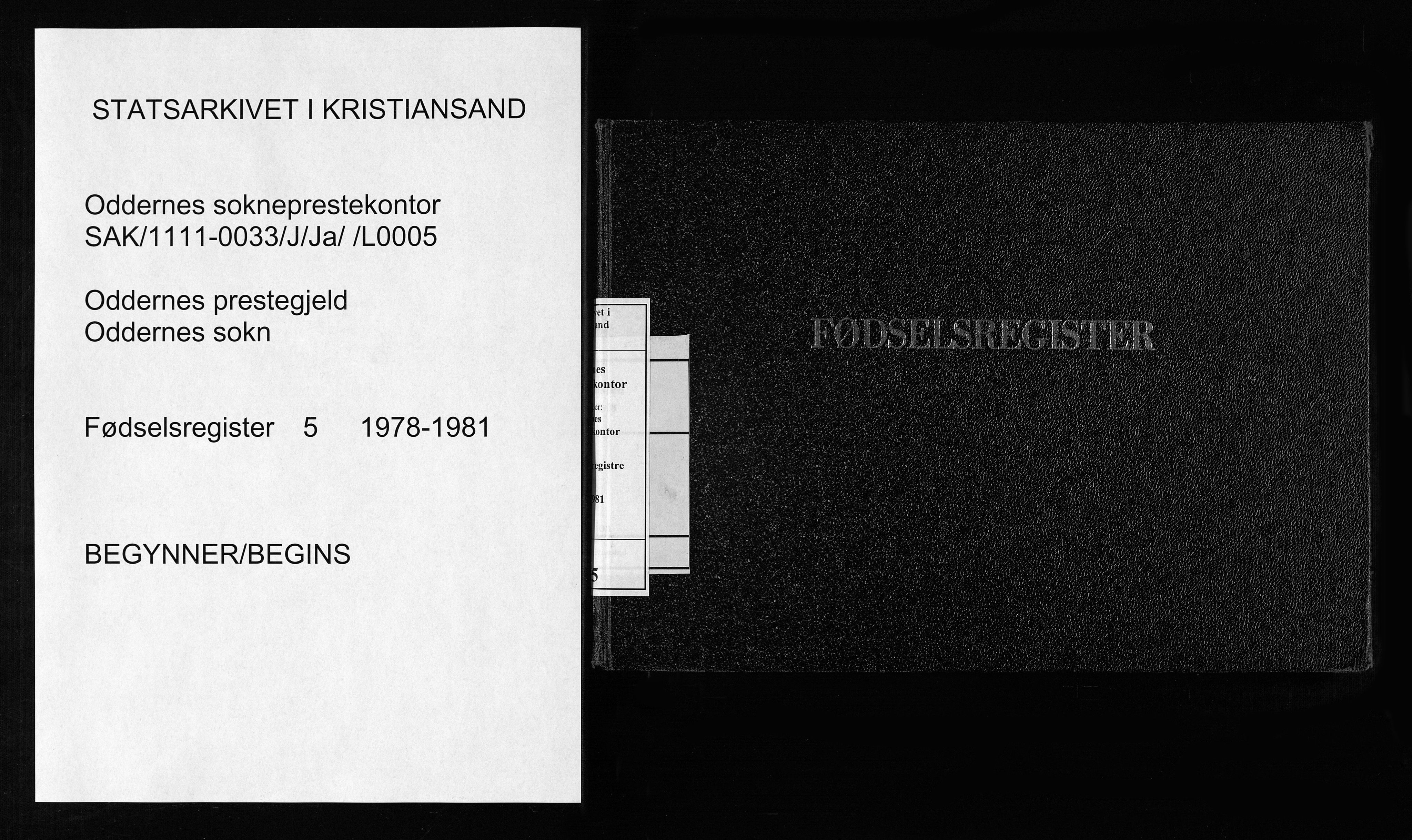 Oddernes sokneprestkontor, SAK/1111-0033/J/Ja/L0005: Fødselsregister nr. 5, 1978-1981