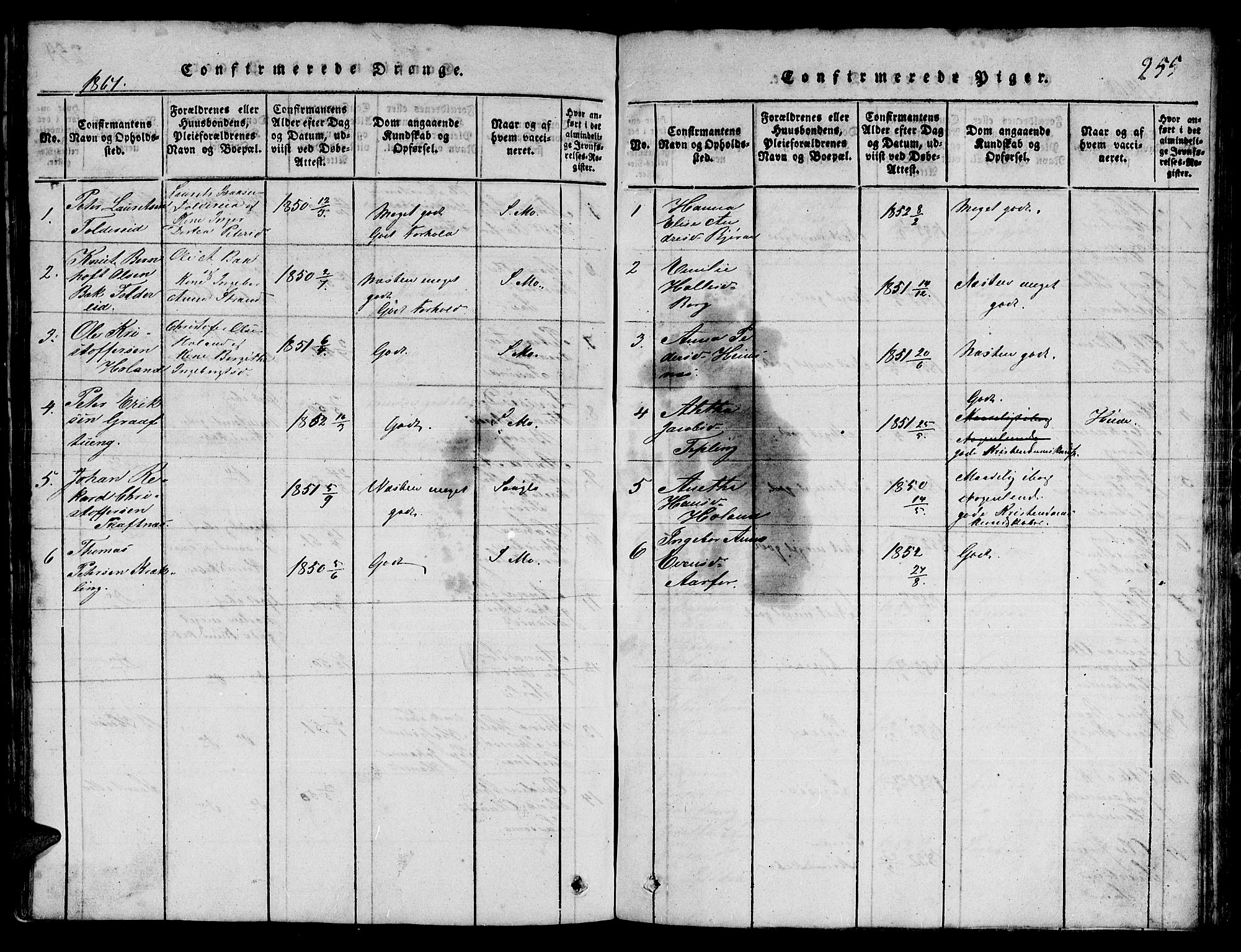 Ministerialprotokoller, klokkerbøker og fødselsregistre - Nord-Trøndelag, SAT/A-1458/780/L0648: Klokkerbok nr. 780C01 /3, 1815-1877, s. 255