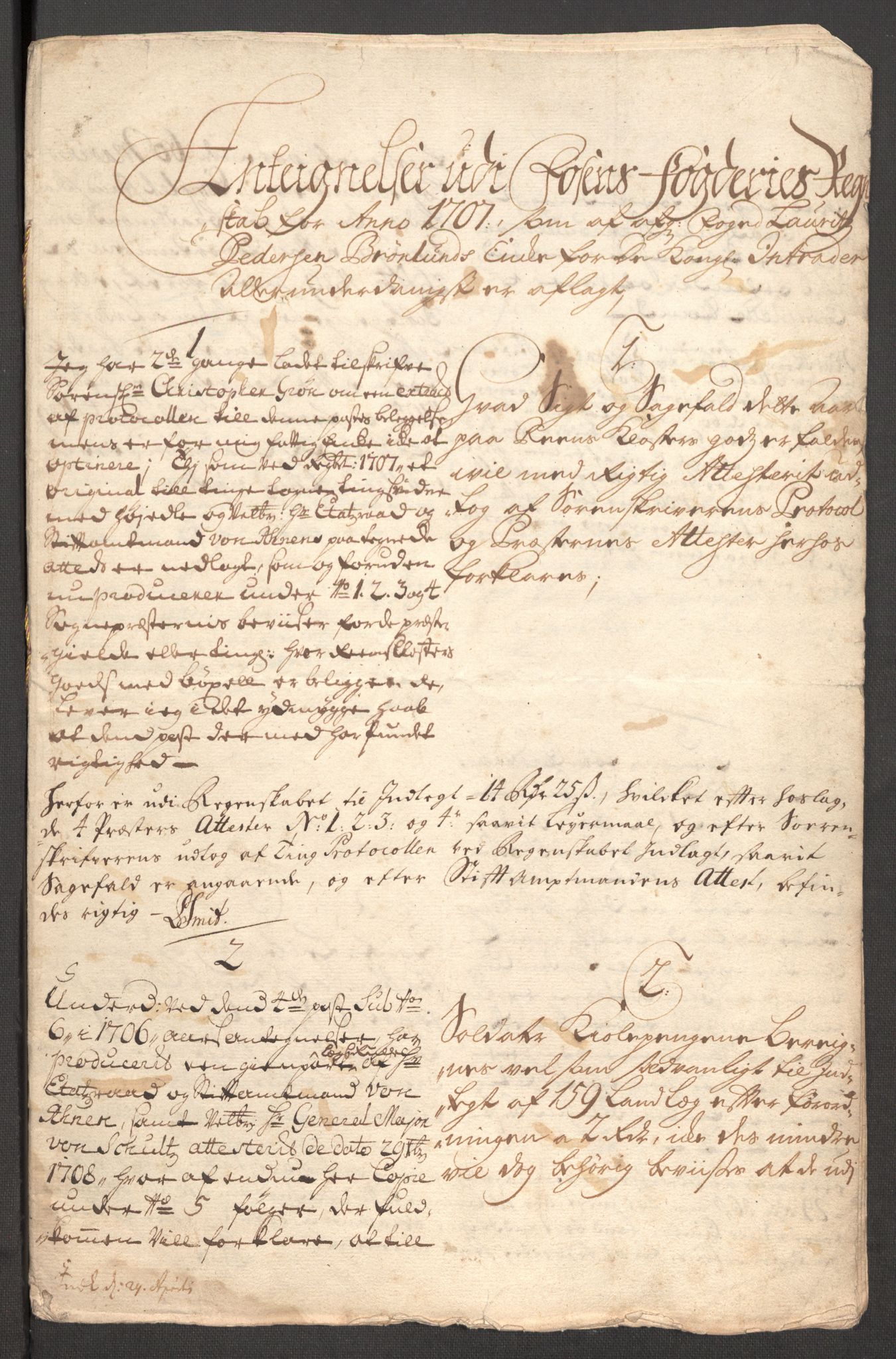 Rentekammeret inntil 1814, Reviderte regnskaper, Fogderegnskap, RA/EA-4092/R57/L3857: Fogderegnskap Fosen, 1706-1707, s. 457