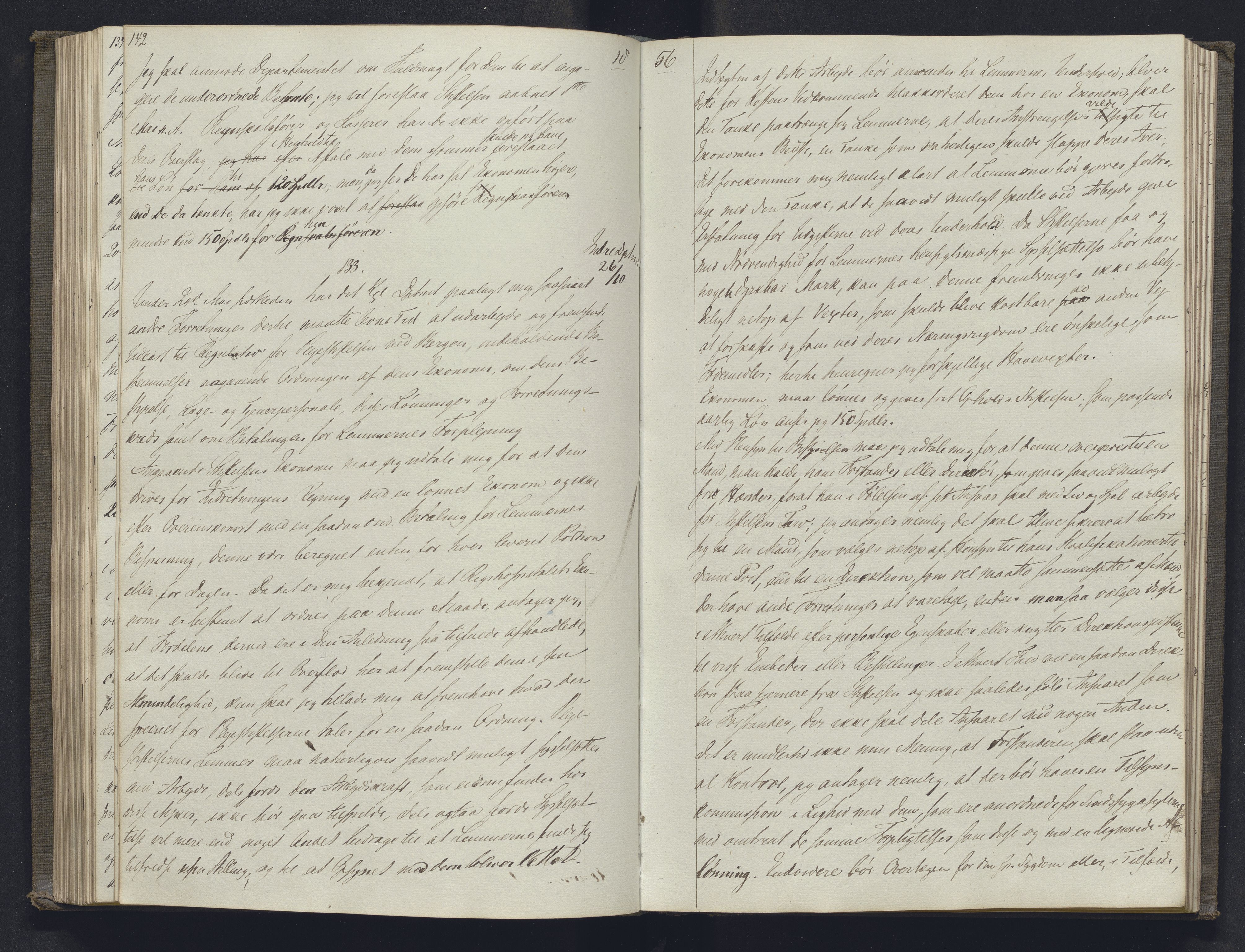 Lepraarkiver - Overlegen for den spedalske sykdom, AV/SAB-A-61001/B.b/L0001: Kopibok, 1854-1858, s. 142-143