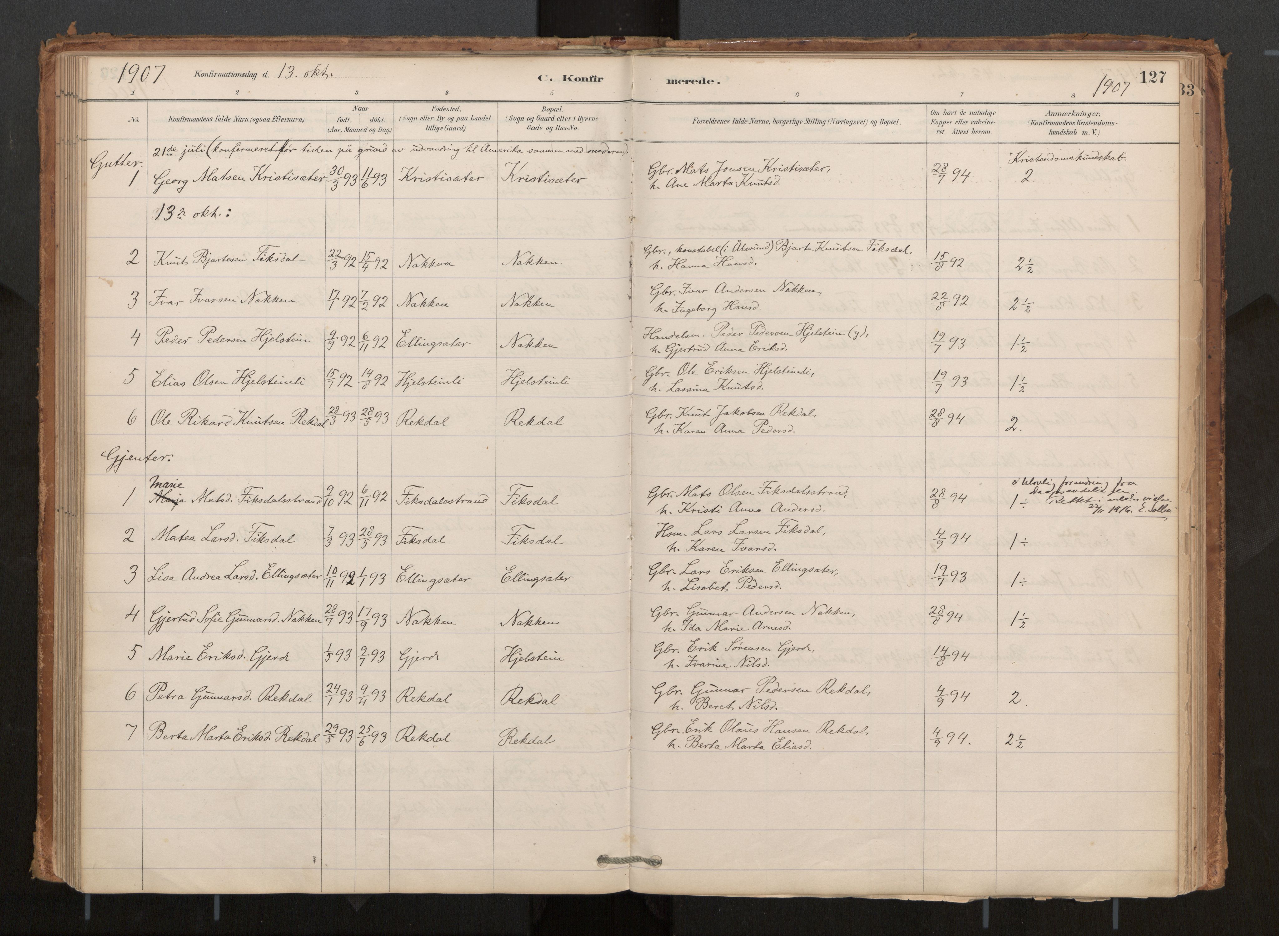 Ministerialprotokoller, klokkerbøker og fødselsregistre - Møre og Romsdal, AV/SAT-A-1454/540/L0540a: Ministerialbok nr. 540A02, 1884-1908, s. 127