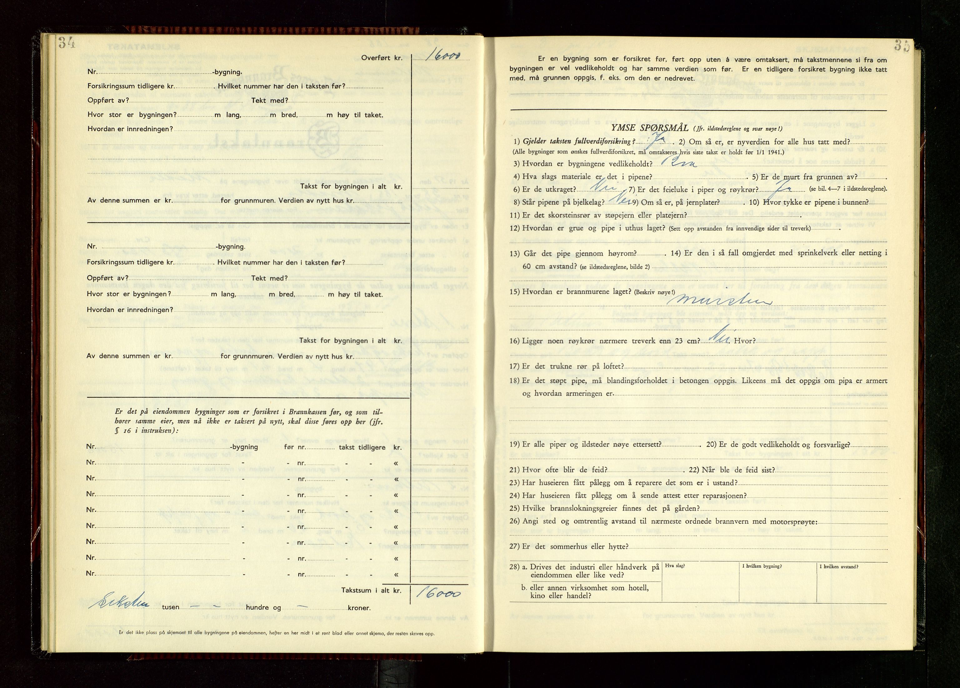 Håland lensmannskontor, AV/SAST-A-100100/Gob/L0014: "Branntakstprotokoll" - skjematakst, 1951-1955, s. 34-35