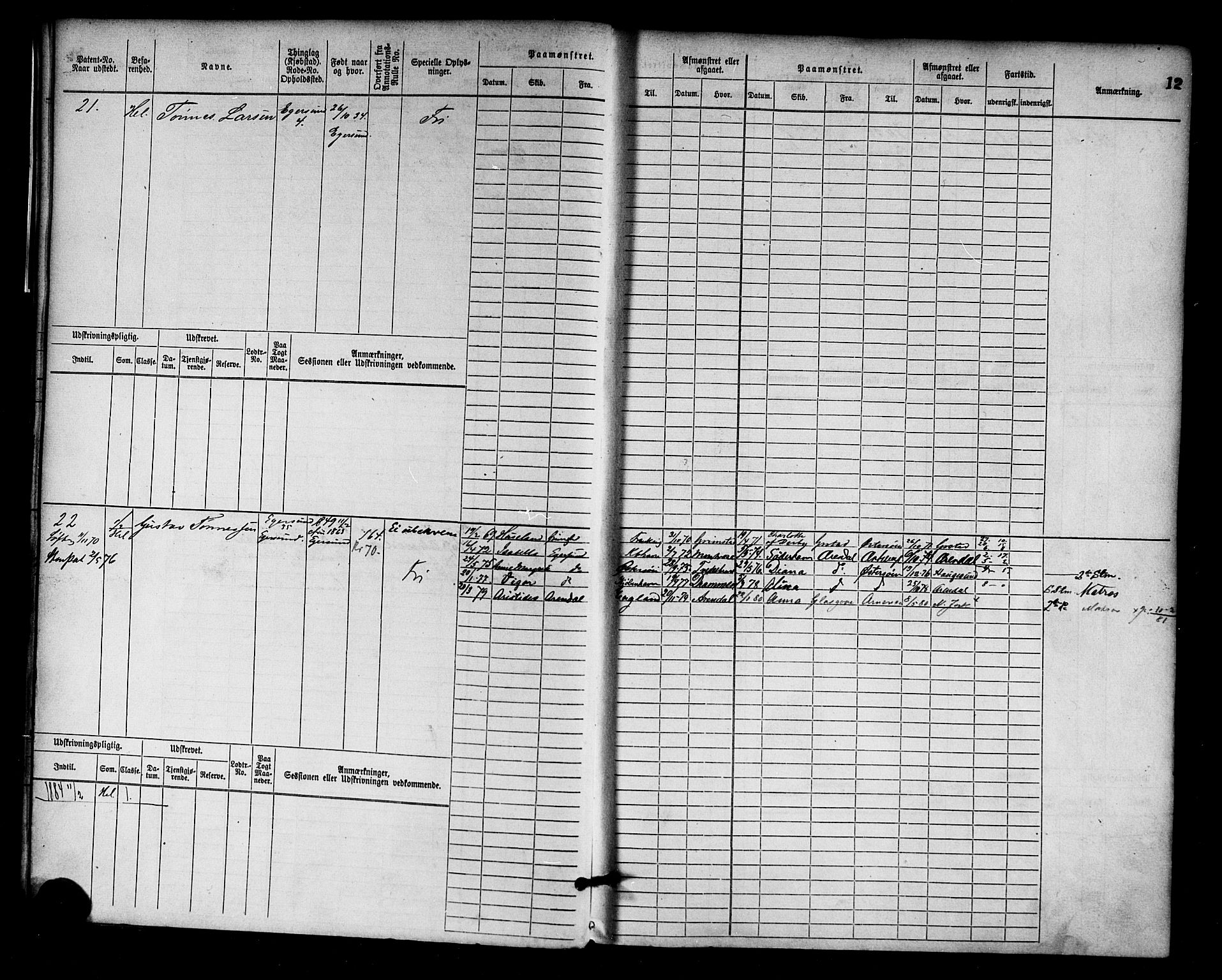 Egersund mønstringskrets, AV/SAK-2031-0019/F/Fb/L0001: Hovedrulle nr 1-666, O-3, 1868-1920, s. 13