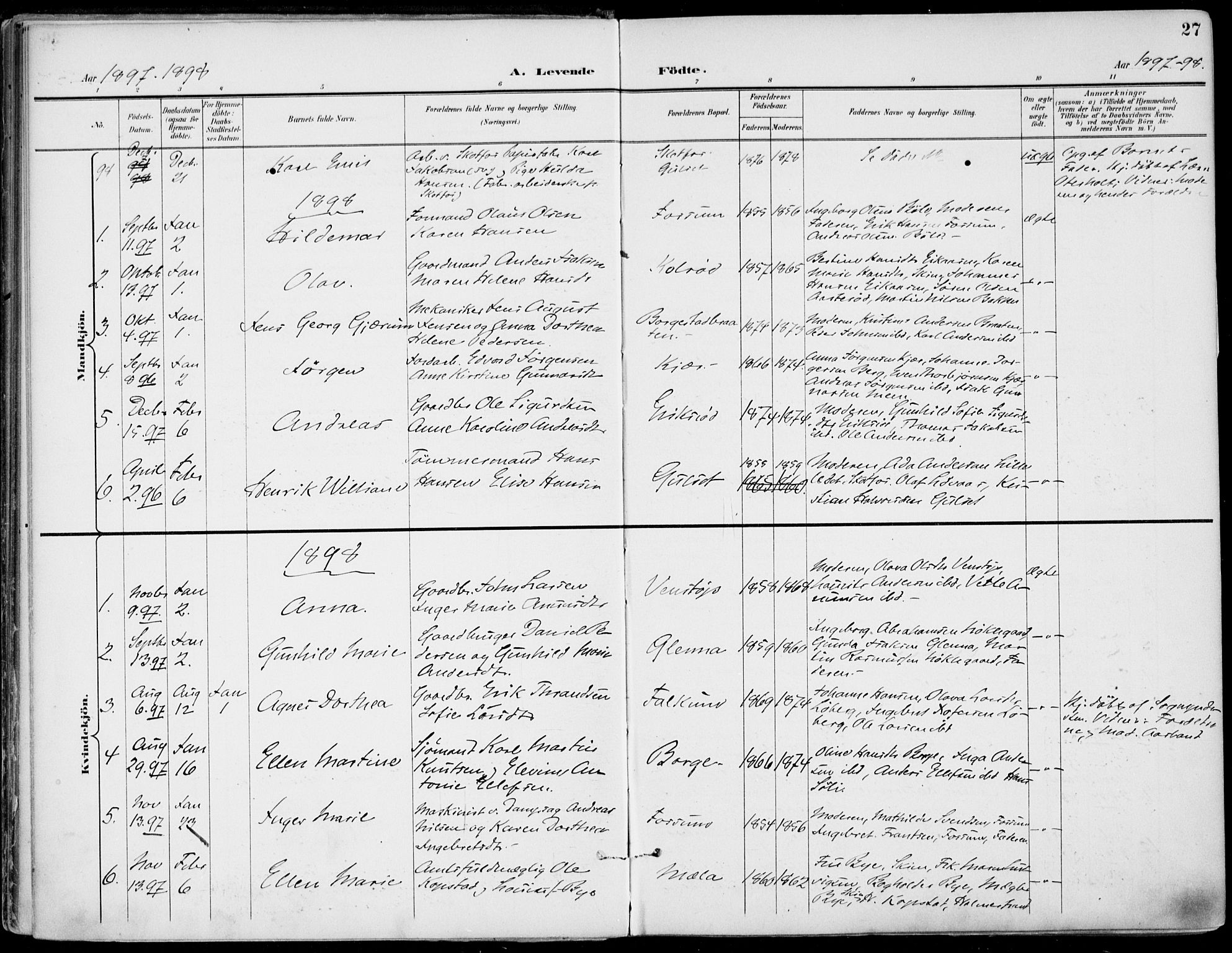 Gjerpen kirkebøker, AV/SAKO-A-265/F/Fa/L0011: Ministerialbok nr. I 11, 1896-1904, s. 27