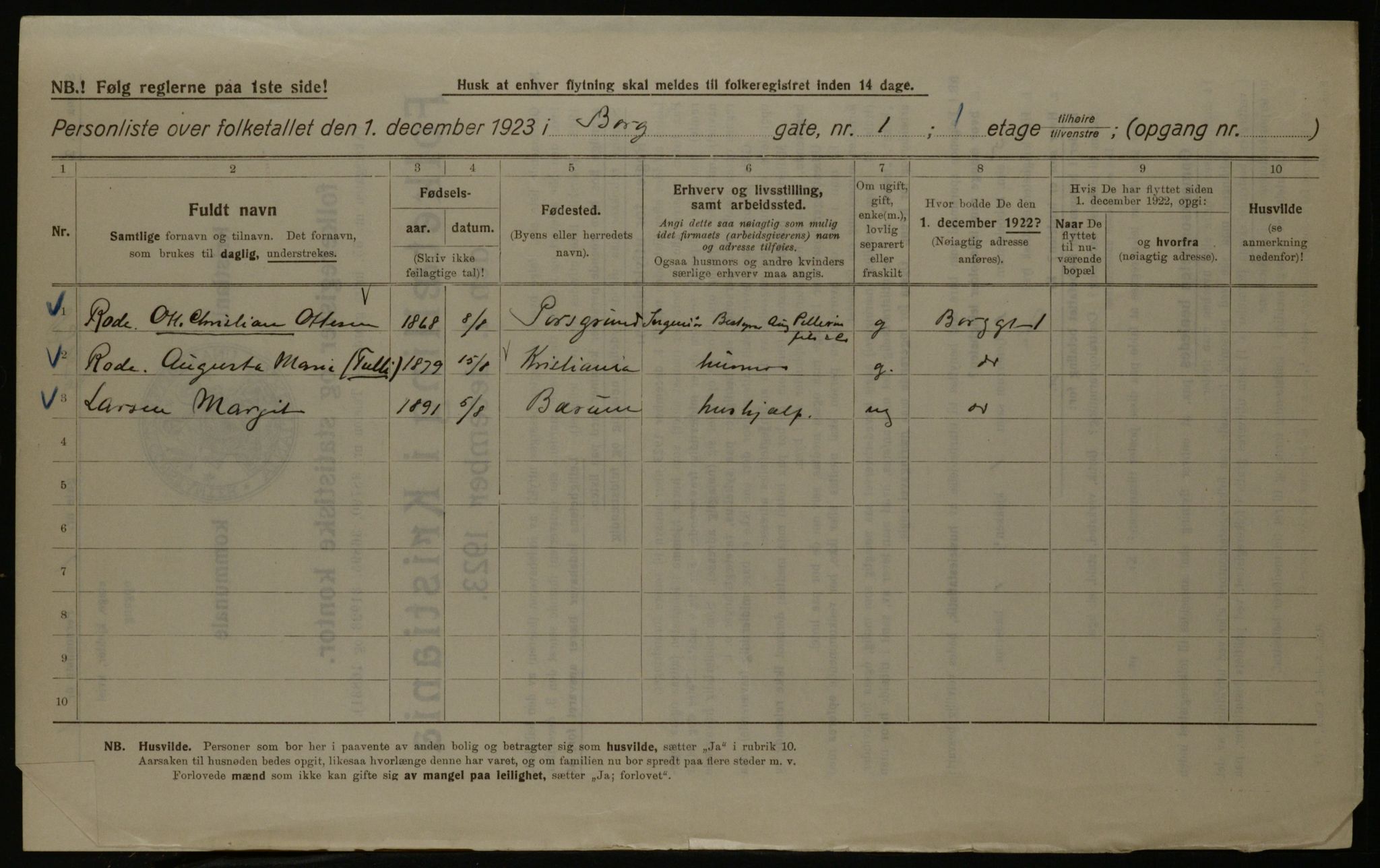 OBA, Kommunal folketelling 1.12.1923 for Kristiania, 1923, s. 8782