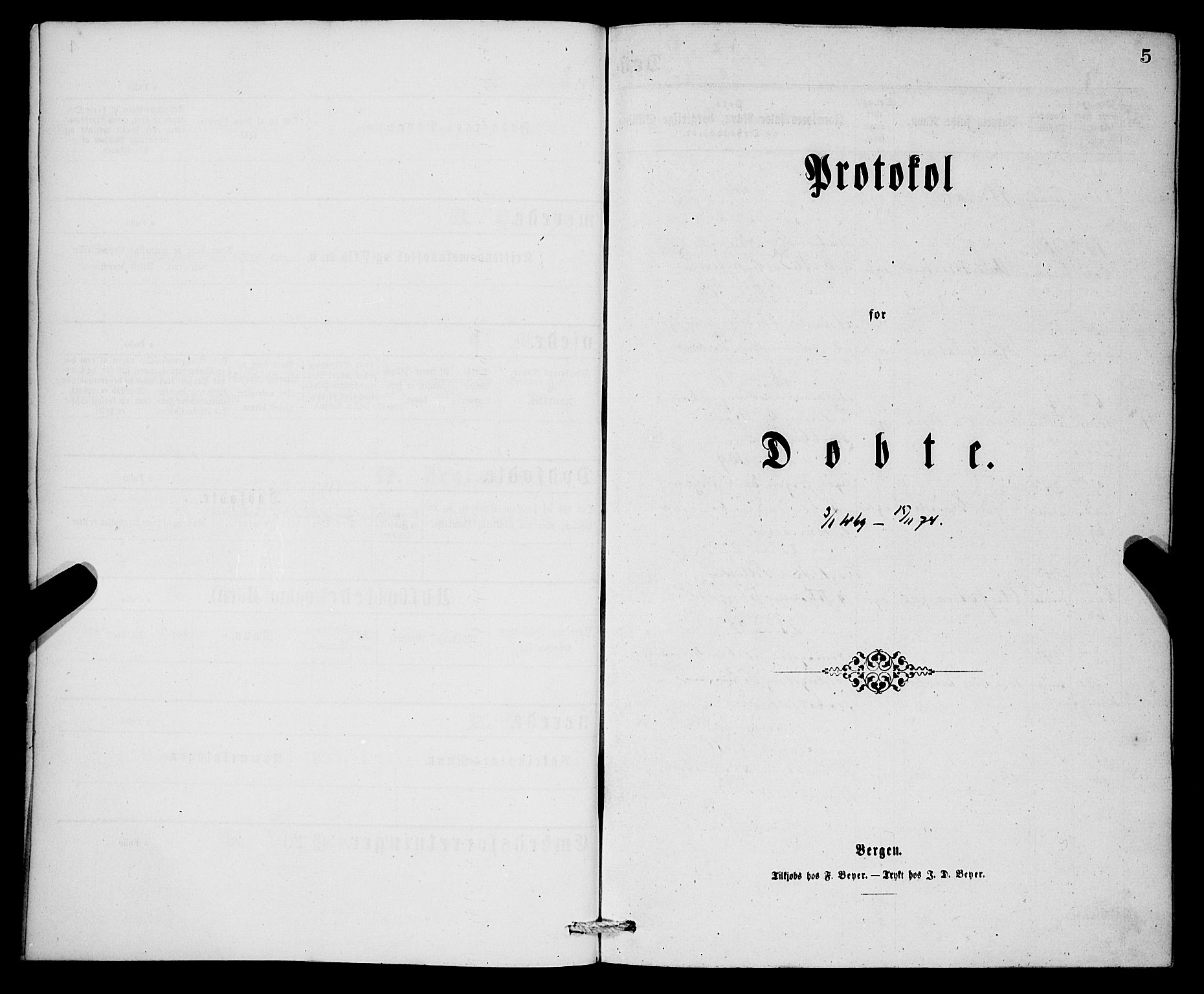 Korskirken sokneprestembete, SAB/A-76101/H/Hab: Klokkerbok nr. B 6, 1869-1874, s. 5
