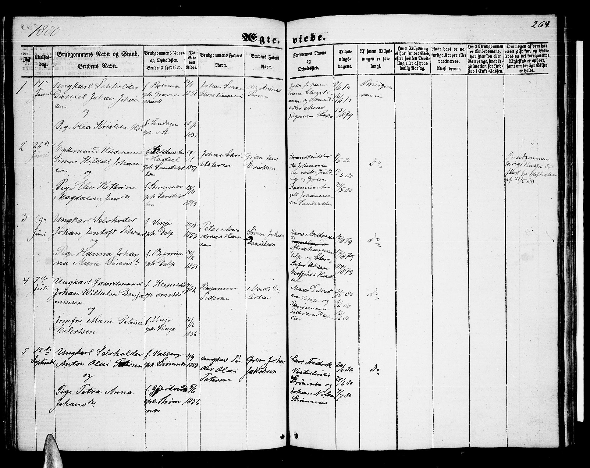 Ministerialprotokoller, klokkerbøker og fødselsregistre - Nordland, AV/SAT-A-1459/876/L1102: Klokkerbok nr. 876C01, 1852-1886, s. 264