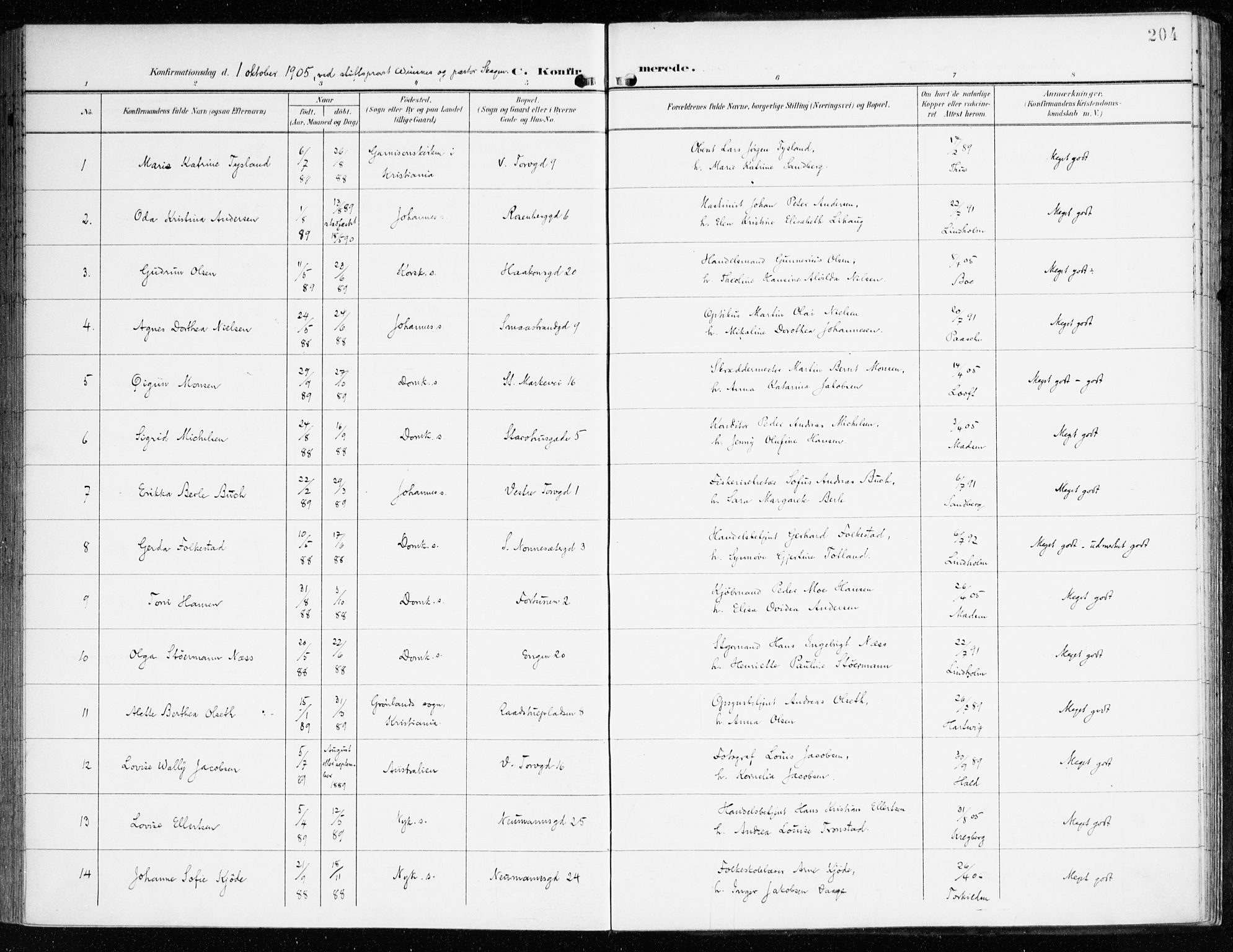 Domkirken sokneprestembete, AV/SAB-A-74801/H/Haa/L0031: Ministerialbok nr. C 6, 1898-1915, s. 204