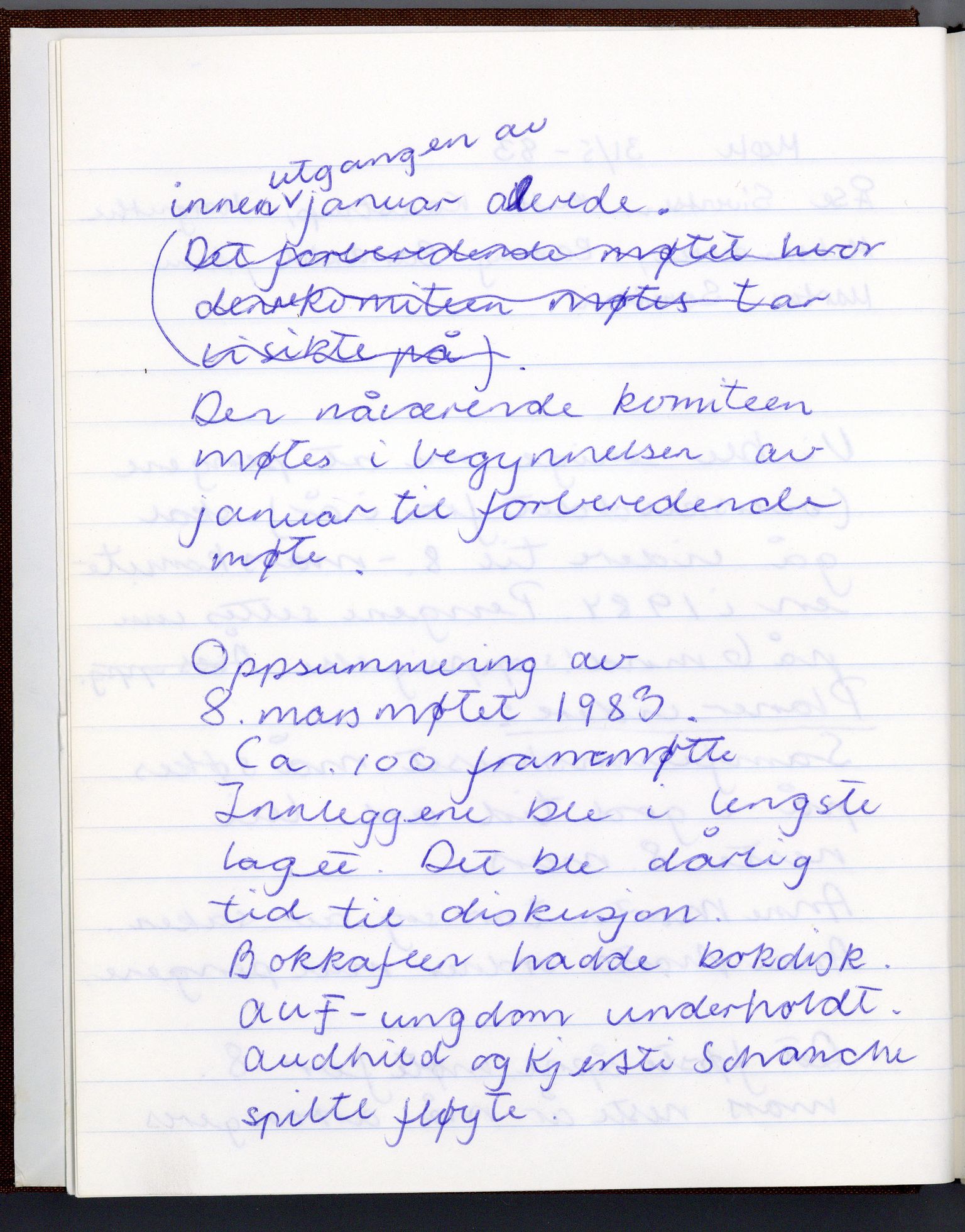 8. mars-komitéen i Vadsø, FMFB/A-1075/A/L0001: Møteprotokoll, 1983-1993