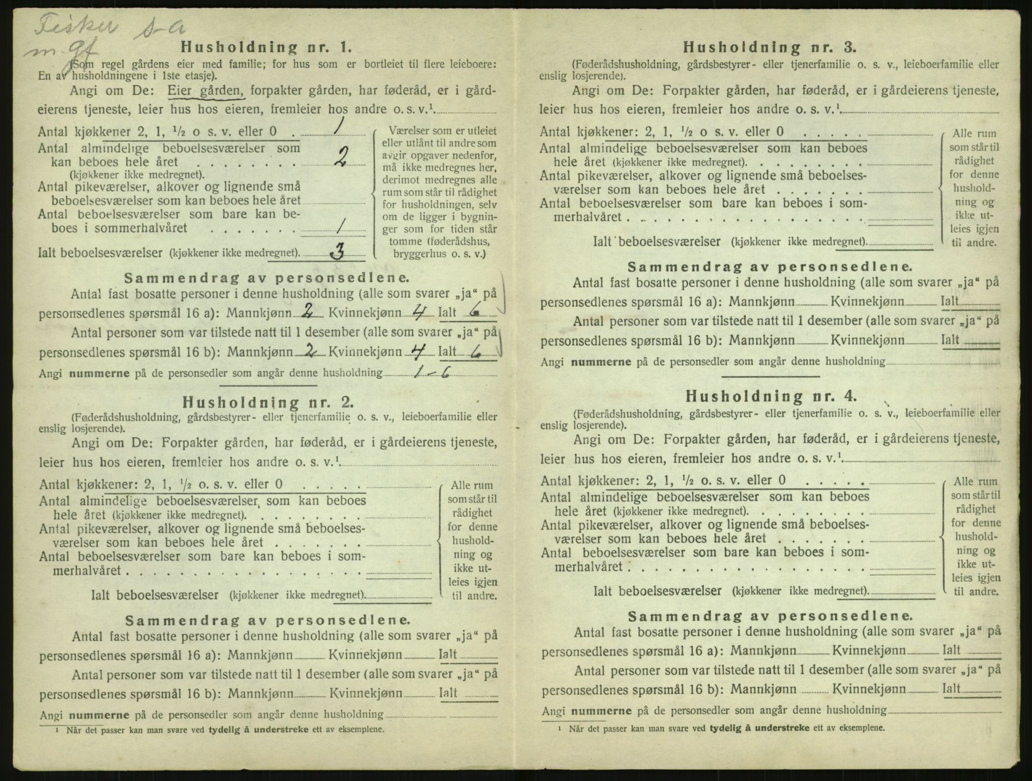 SAK, Folketelling 1920 for 0927 Høvåg herred, 1920, s. 313