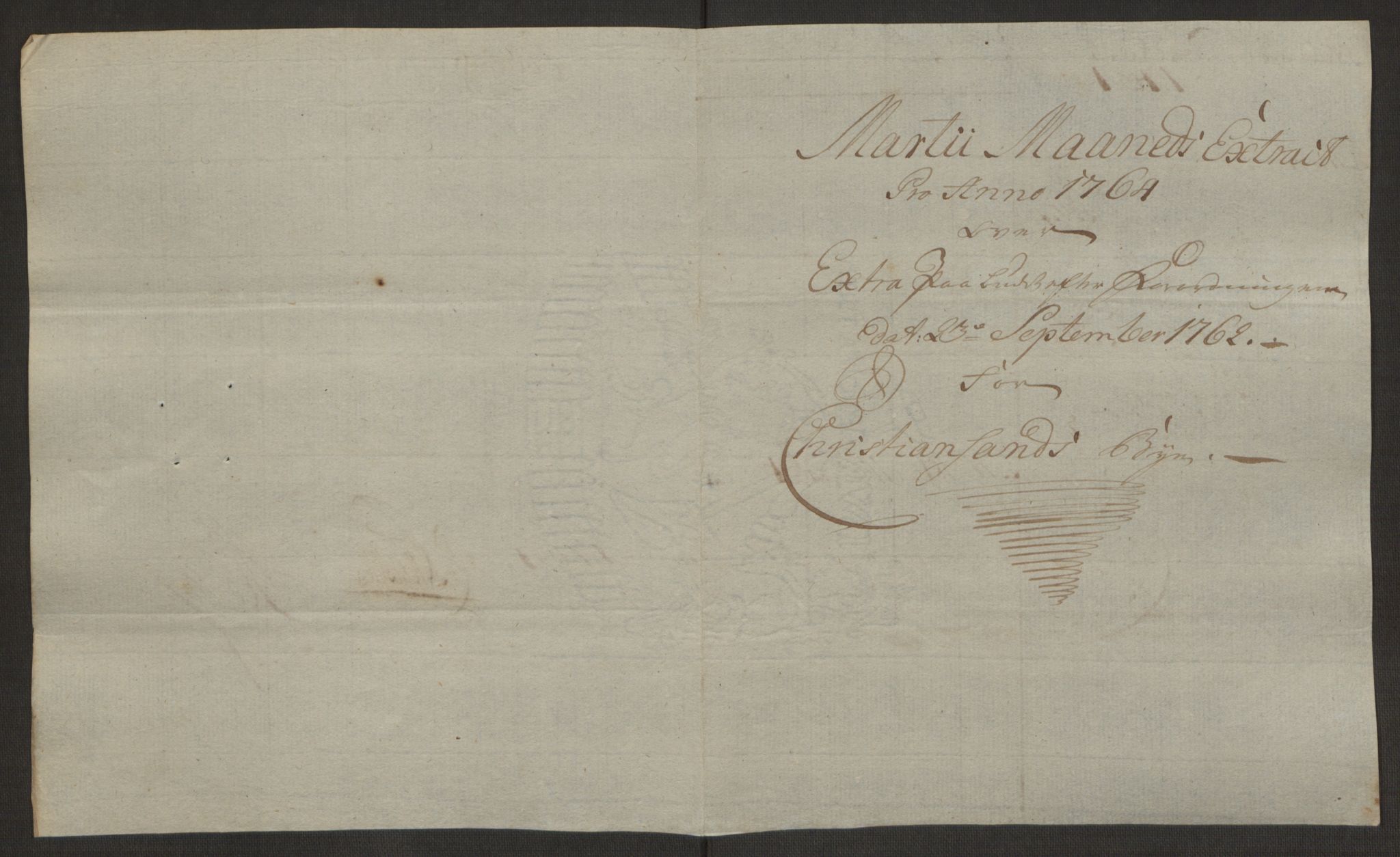 Rentekammeret inntil 1814, Reviderte regnskaper, Byregnskaper, RA/EA-4066/R/Rm/L0265/0001: [M6] Kontribusjonsregnskap / Ekstraskatt, 1762-1764, s. 318