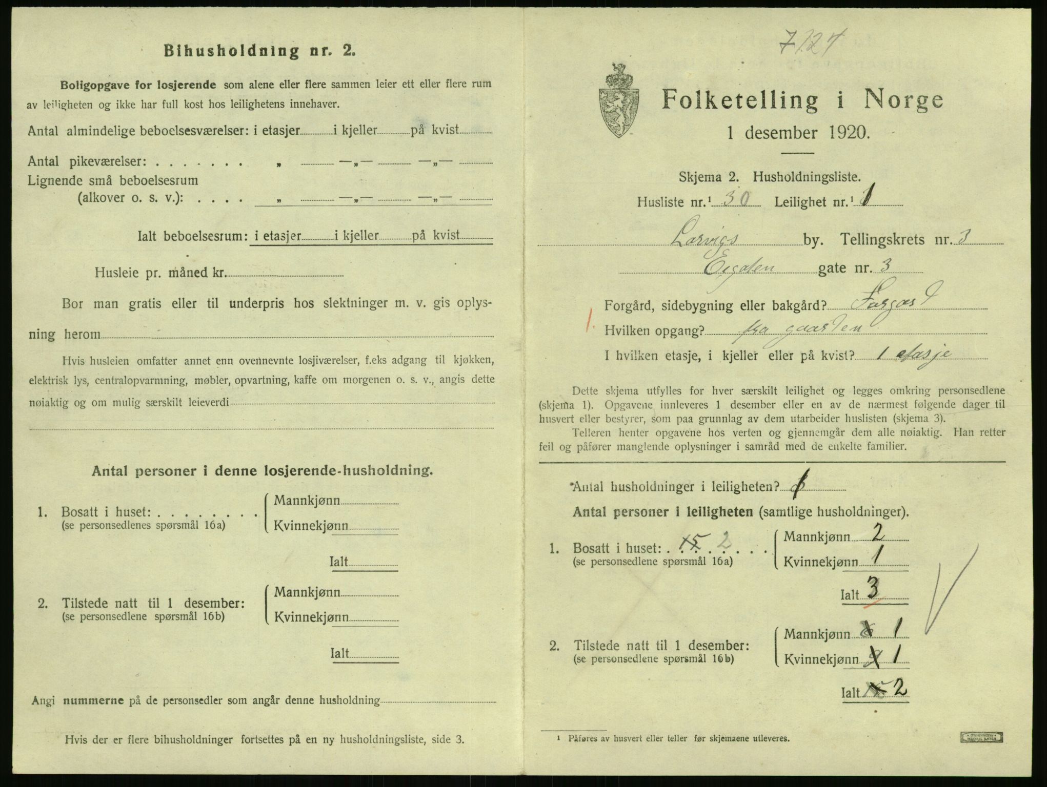 SAKO, Folketelling 1920 for 0707 Larvik kjøpstad, 1920, s. 3988