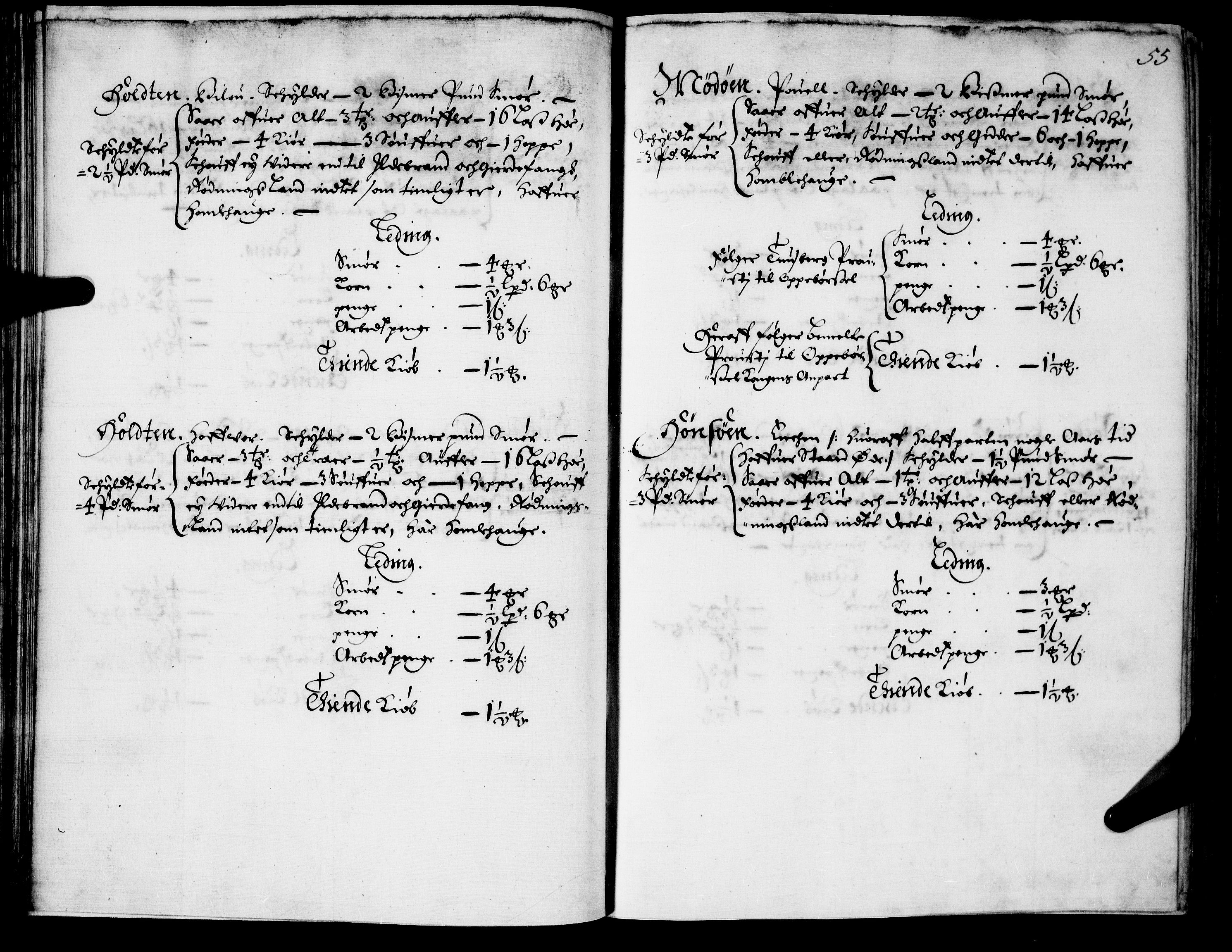 Rentekammeret inntil 1814, Realistisk ordnet avdeling, AV/RA-EA-4070/N/Nb/Nba/L0021: Brunla len, 1667, s. 54b-55a