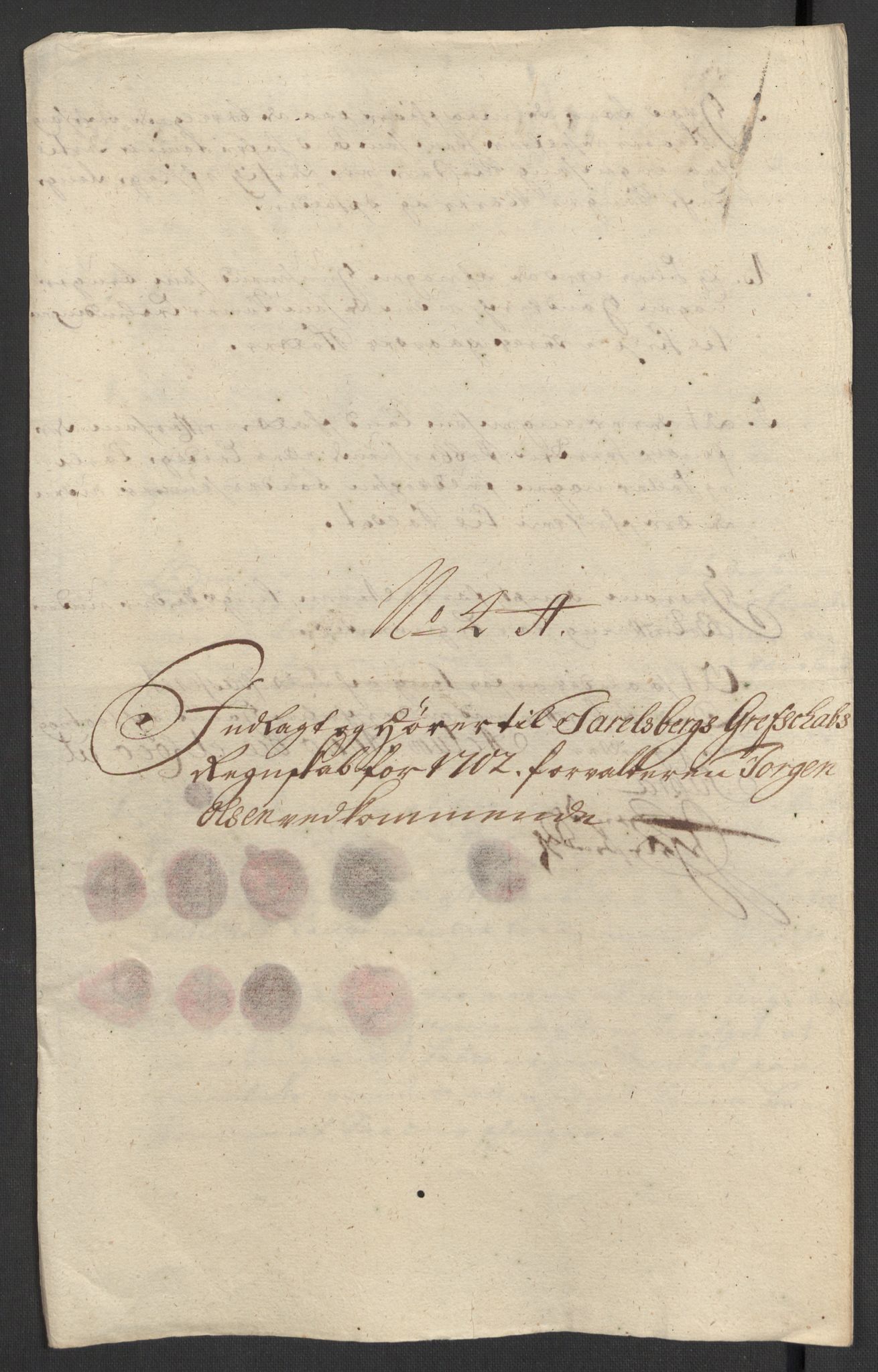 Rentekammeret inntil 1814, Reviderte regnskaper, Fogderegnskap, RA/EA-4092/R32/L1870: Fogderegnskap Jarlsberg grevskap, 1702, s. 132