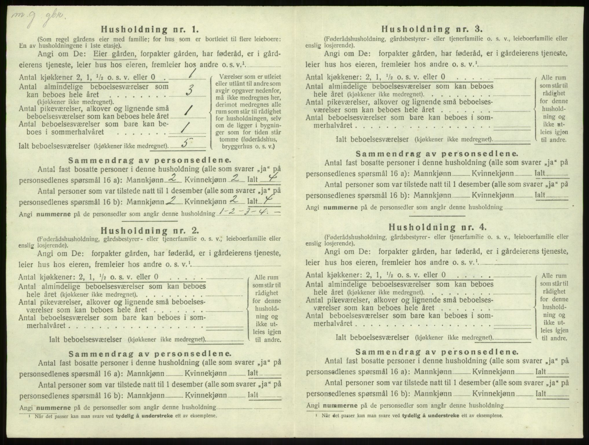 SAB, Folketelling 1920 for 1411 Gulen herred, 1920, s. 827