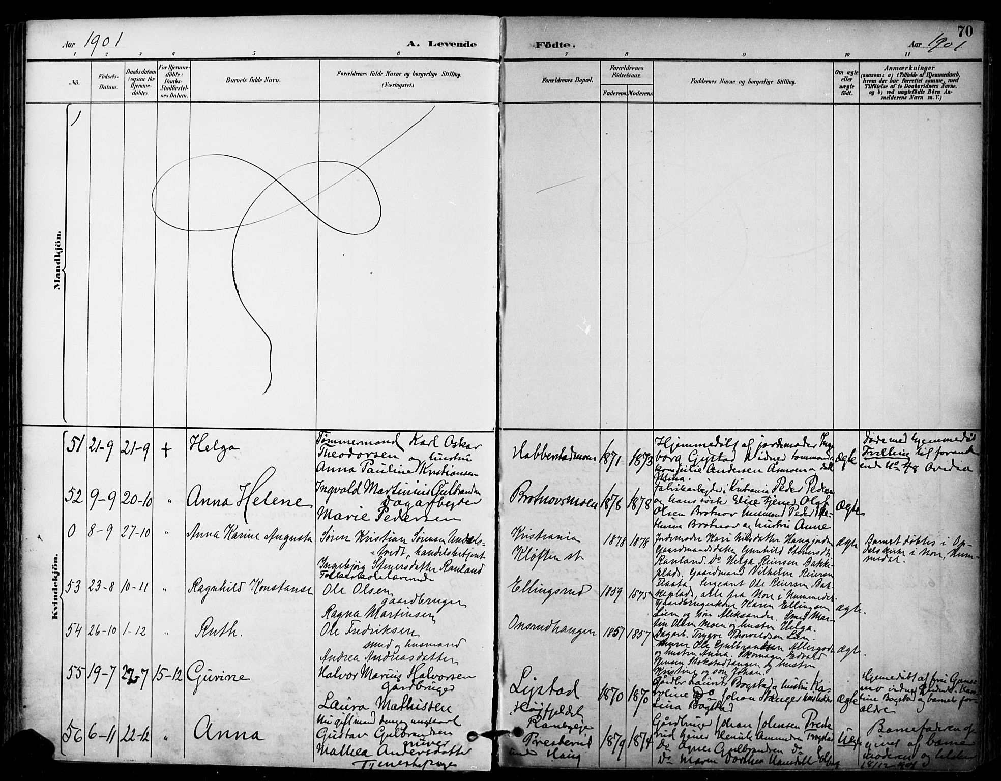 Ullensaker prestekontor Kirkebøker, AV/SAO-A-10236a/F/Fa/L0020: Ministerialbok nr. I 20, 1892-1902, s. 70