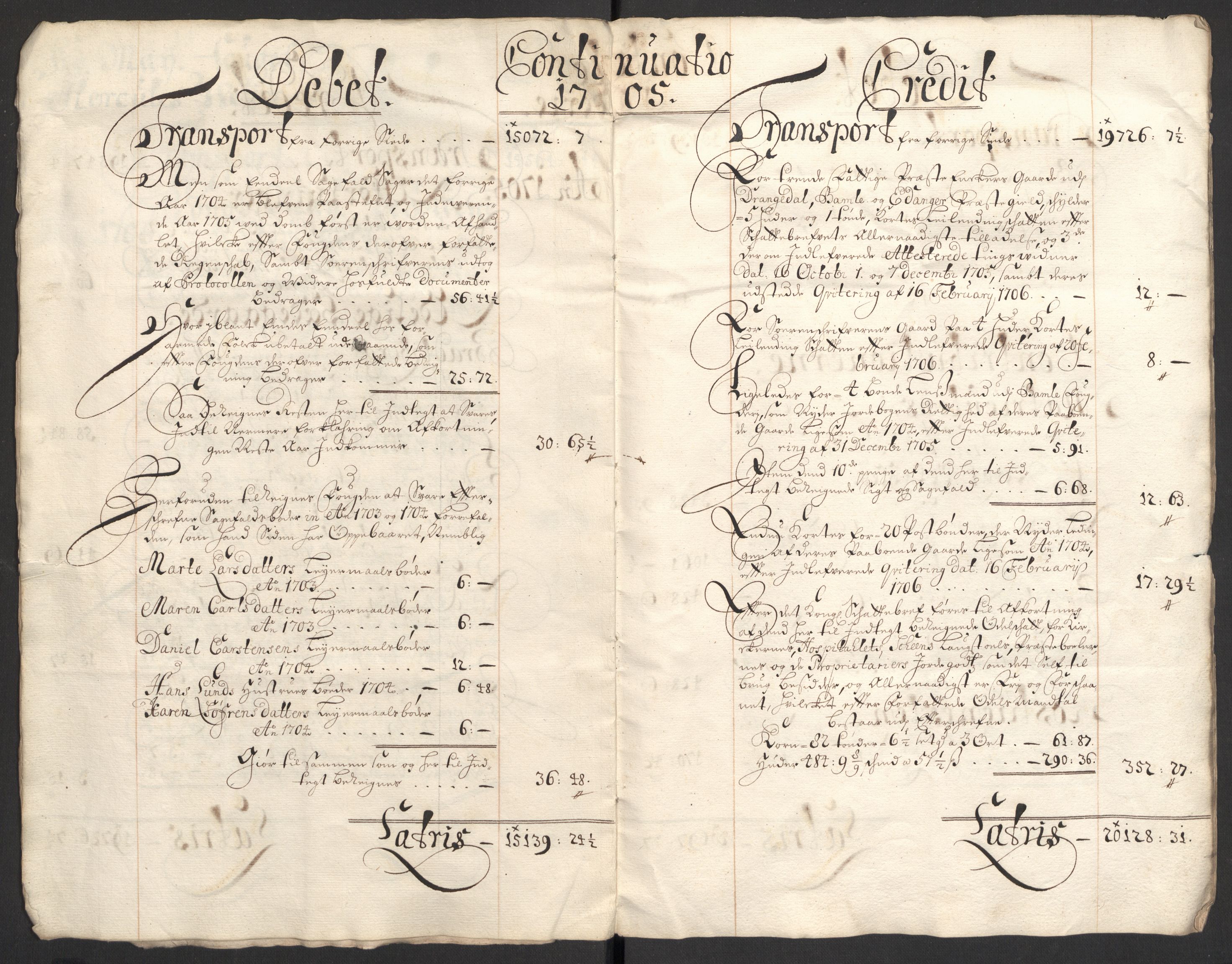 Rentekammeret inntil 1814, Reviderte regnskaper, Fogderegnskap, AV/RA-EA-4092/R36/L2113: Fogderegnskap Øvre og Nedre Telemark og Bamble, 1705, s. 22