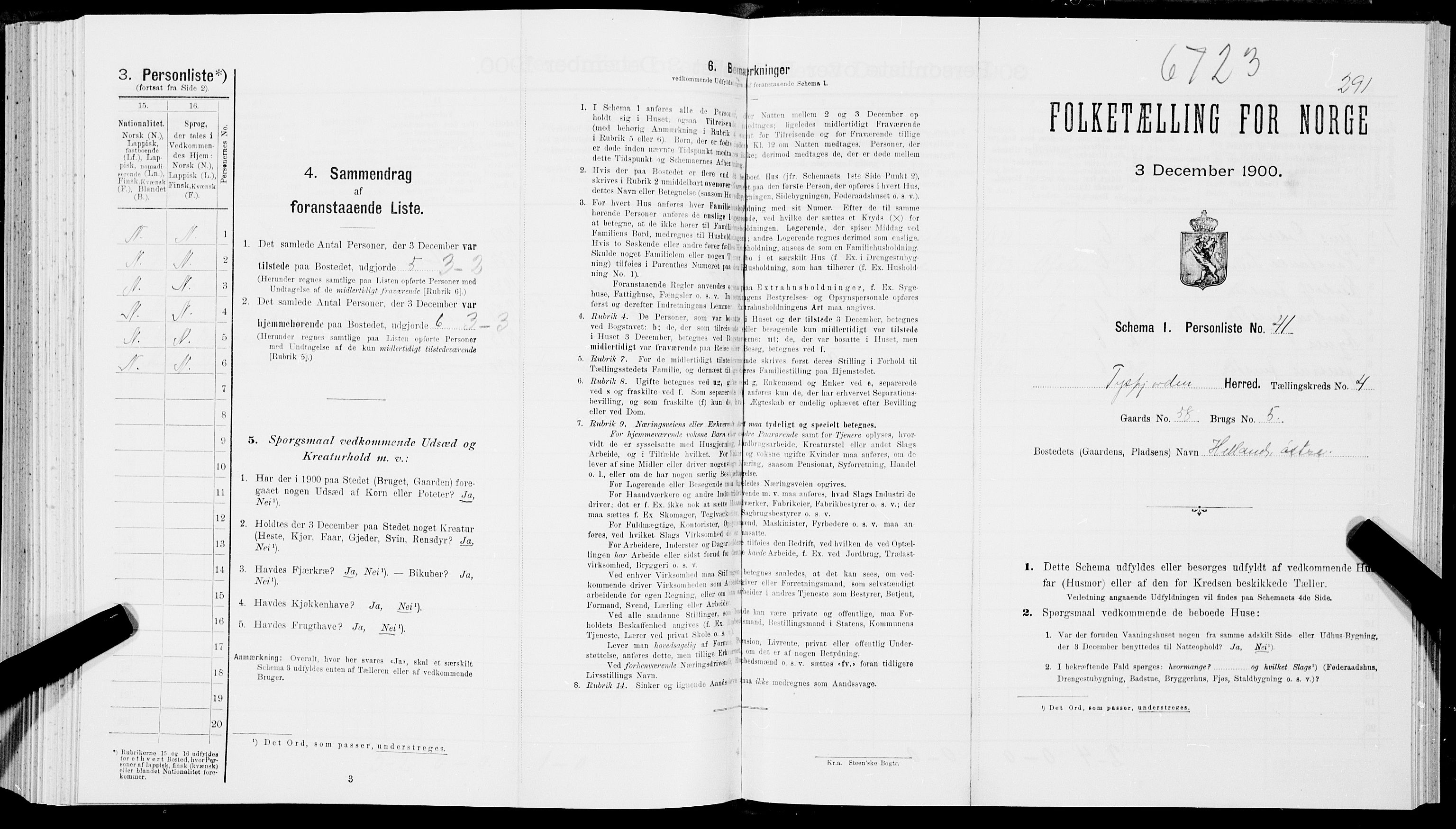SAT, Folketelling 1900 for 1850 Tysfjord herred, 1900, s. 587