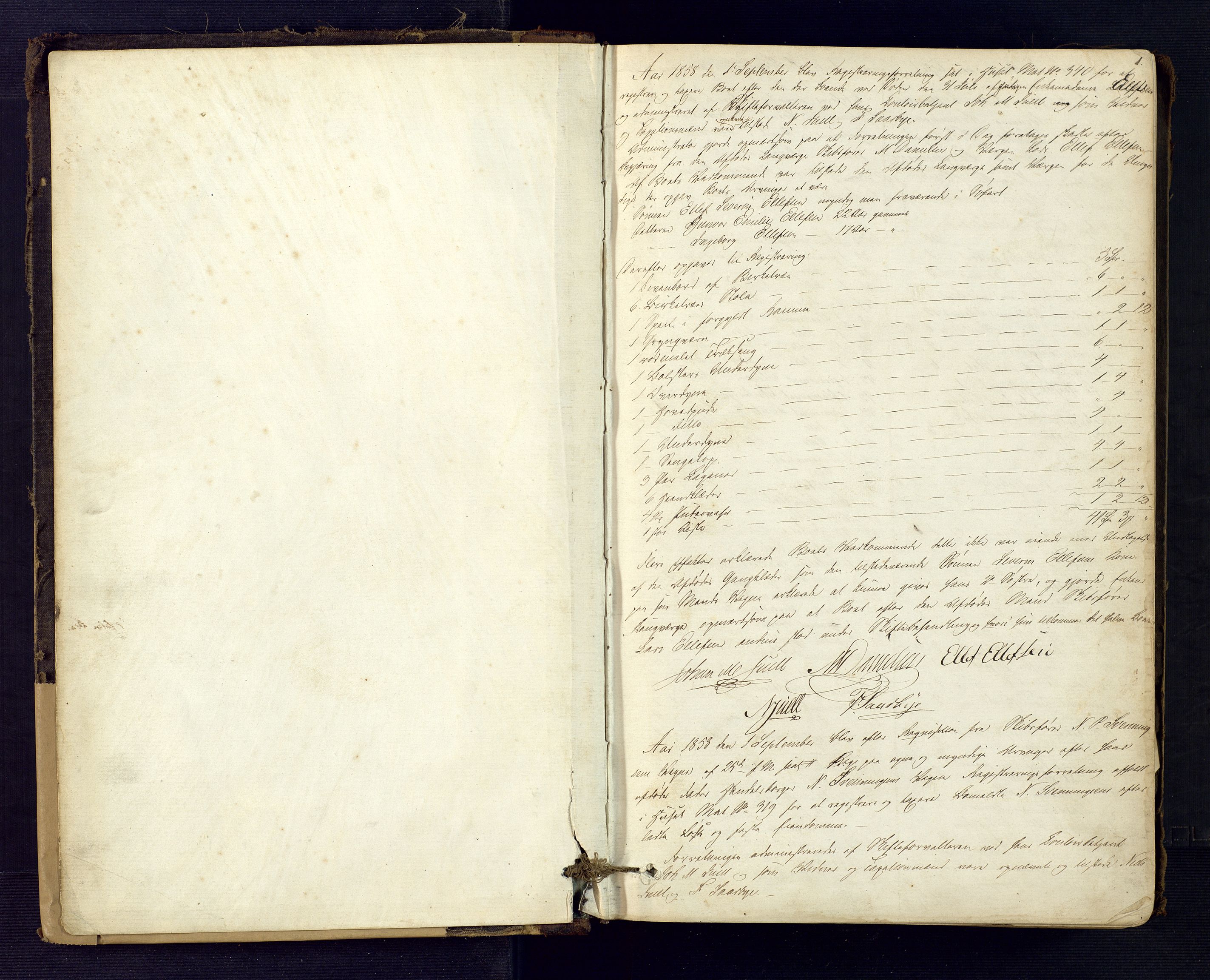 Risør byfogd, AV/SAK-1222-0005/H/Hc/L0002: Skifteprotokoll nr. 2, 1858-1871, s. 1