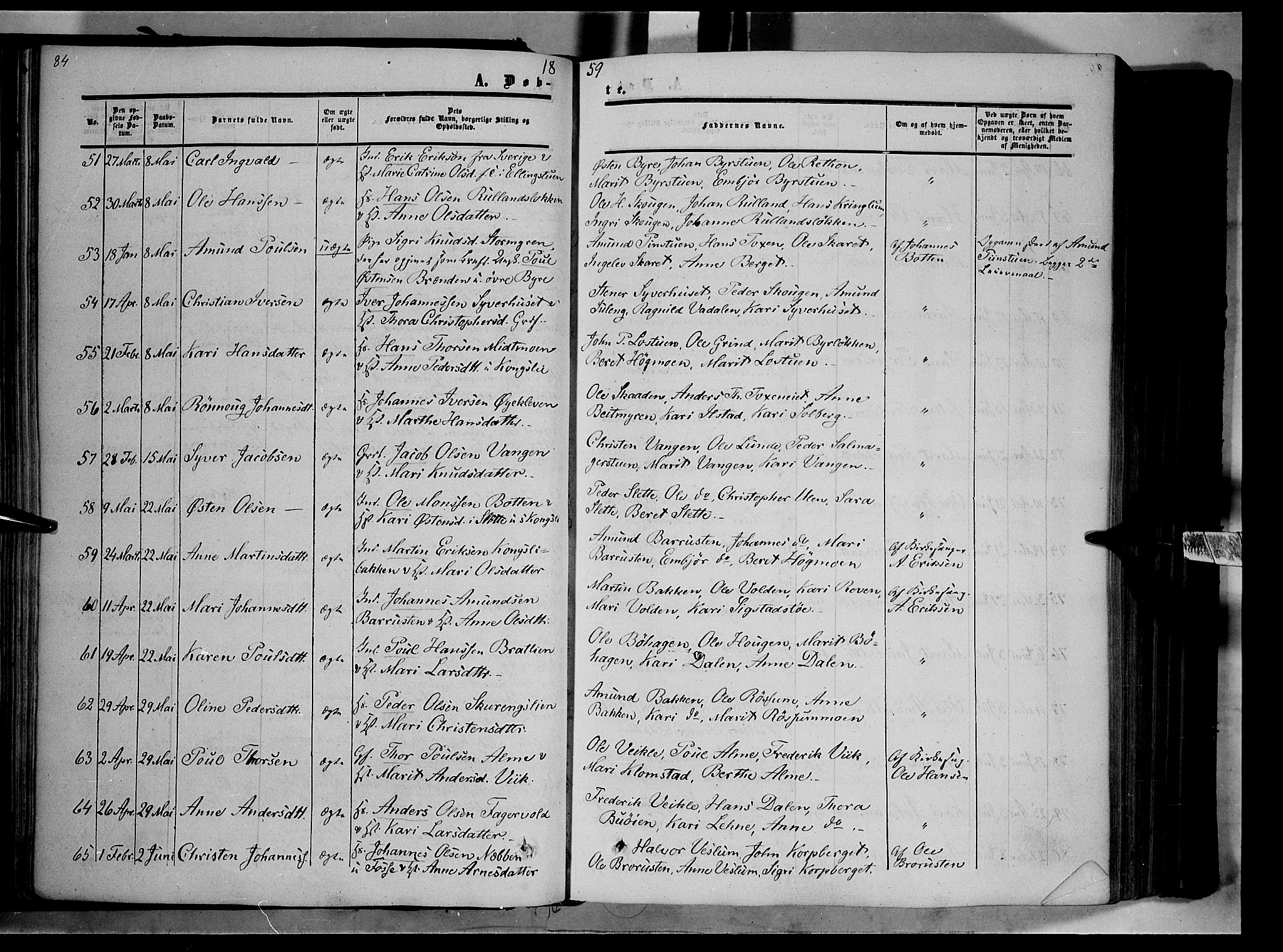 Nord-Fron prestekontor, AV/SAH-PREST-080/H/Ha/Haa/L0001: Ministerialbok nr. 1, 1851-1864, s. 84