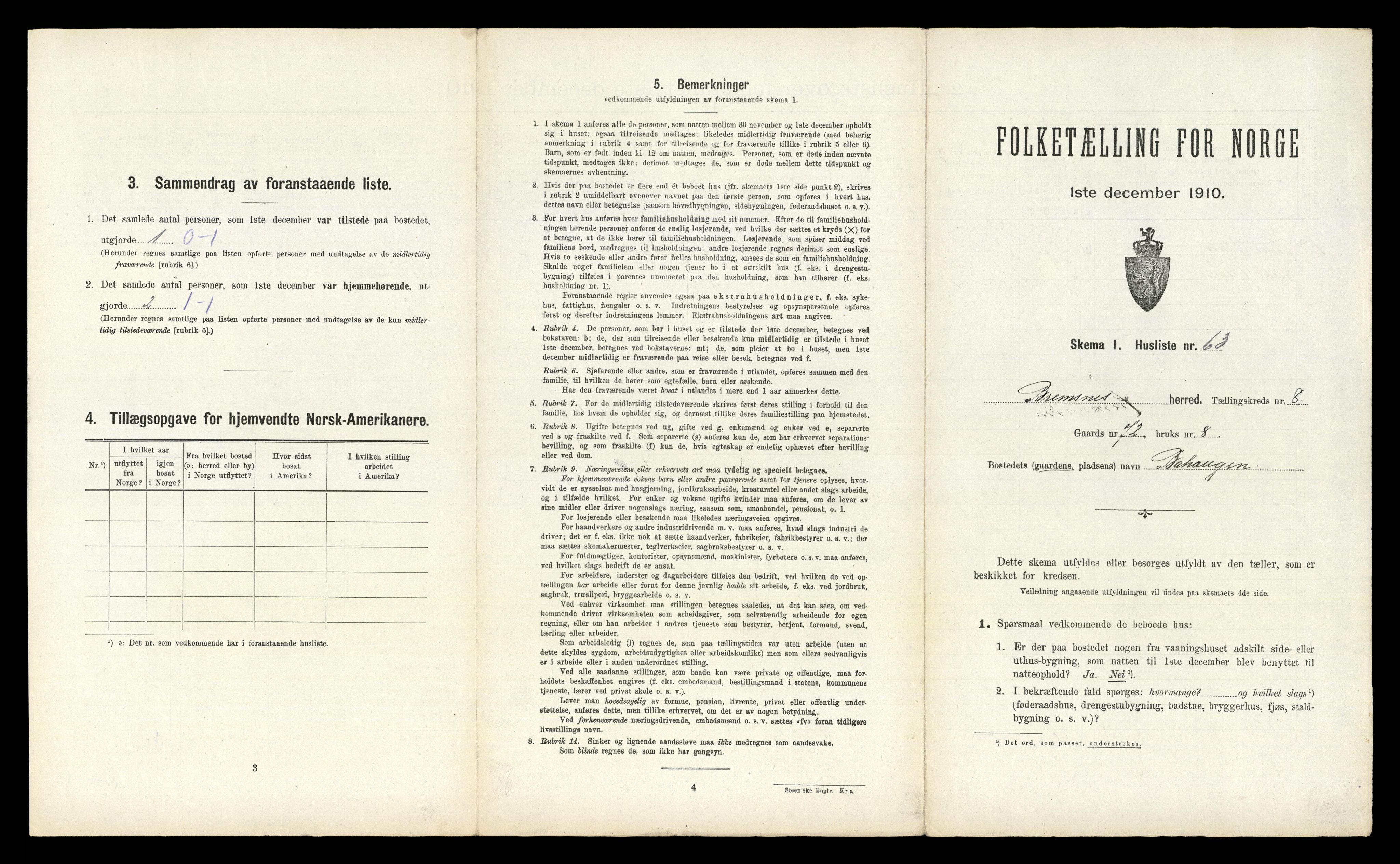 RA, Folketelling 1910 for 1554 Bremsnes herred, 1910, s. 1142