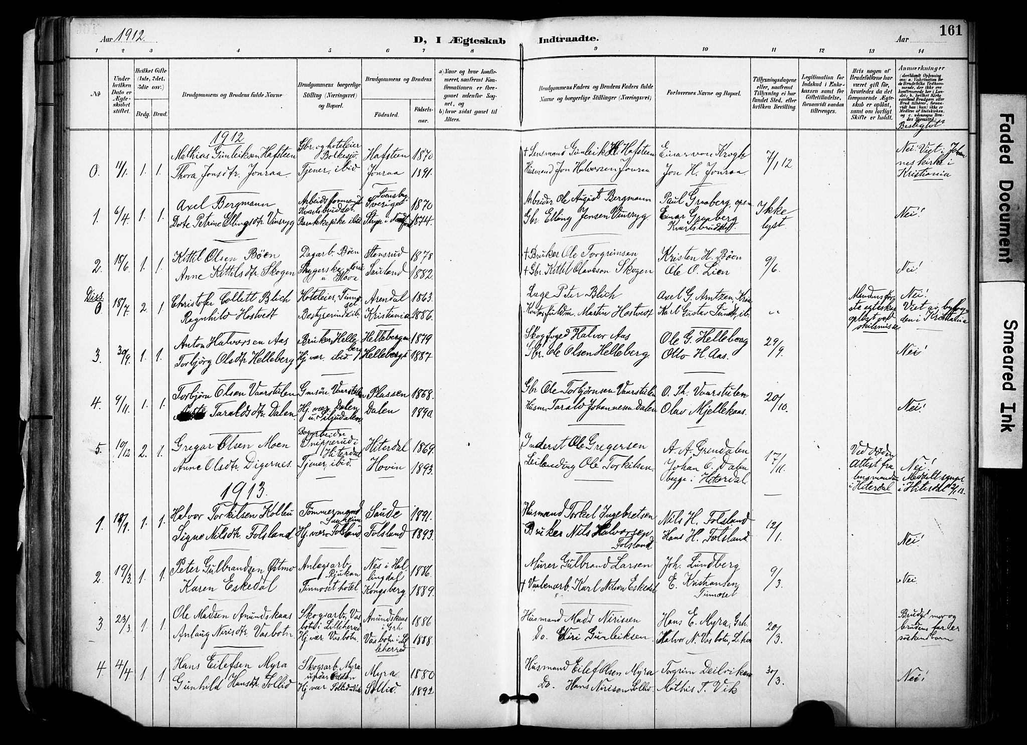 Gransherad kirkebøker, AV/SAKO-A-267/F/Fa/L0005: Ministerialbok nr. I 5, 1887-1916, s. 161