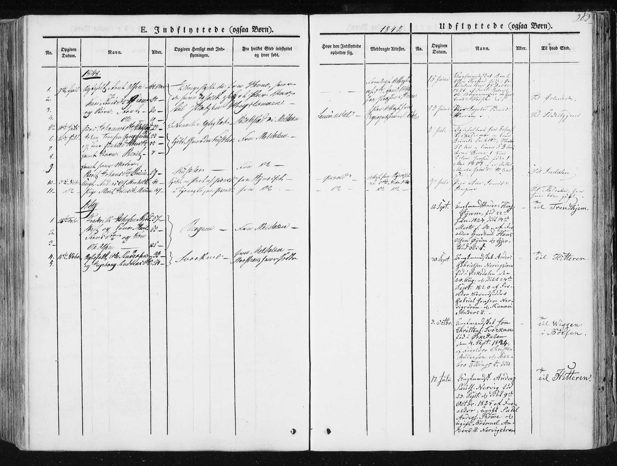 Ministerialprotokoller, klokkerbøker og fødselsregistre - Sør-Trøndelag, SAT/A-1456/668/L0805: Ministerialbok nr. 668A05, 1840-1853, s. 285