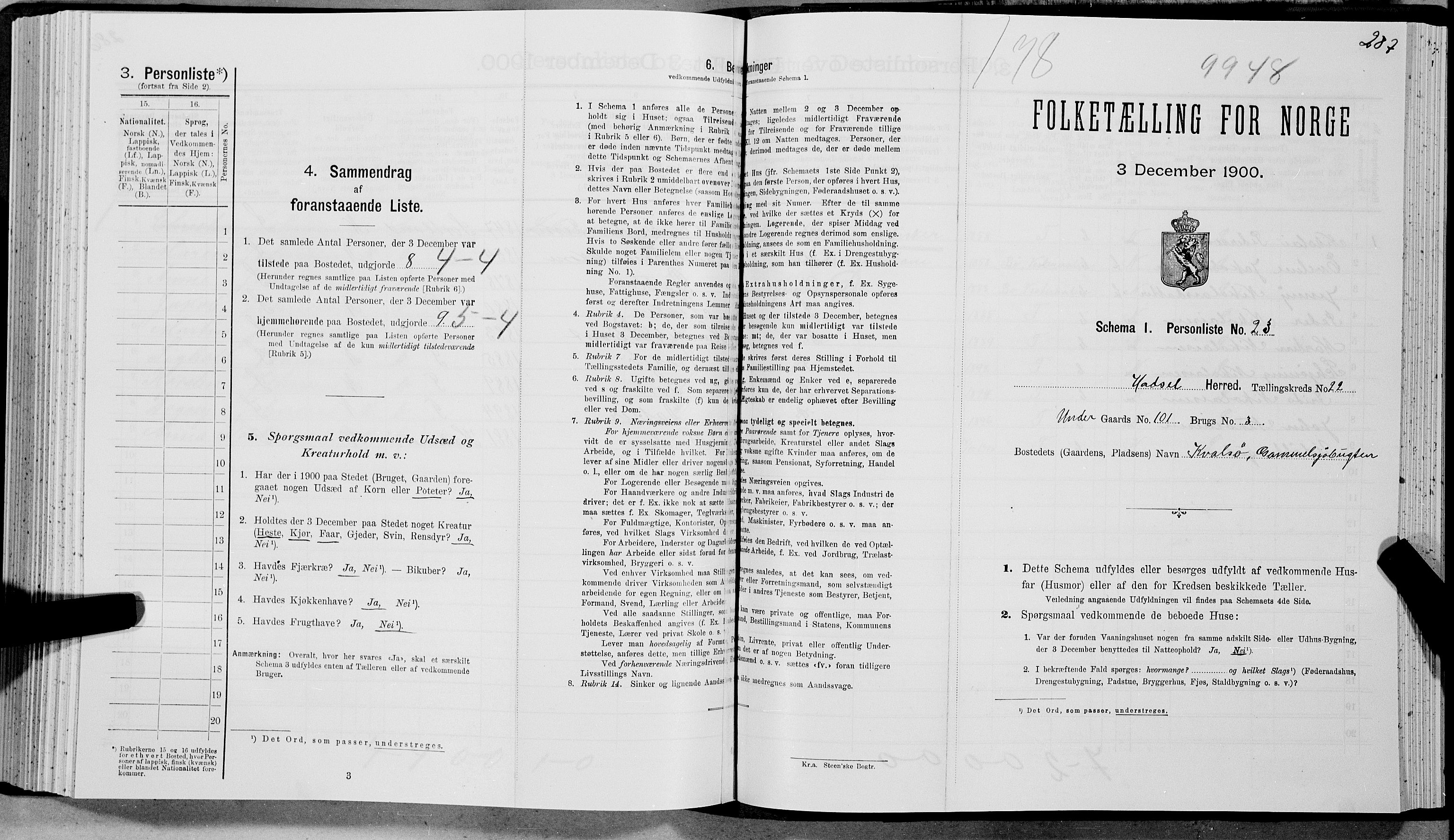 SAT, Folketelling 1900 for 1866 Hadsel herred, 1900, s. 2182