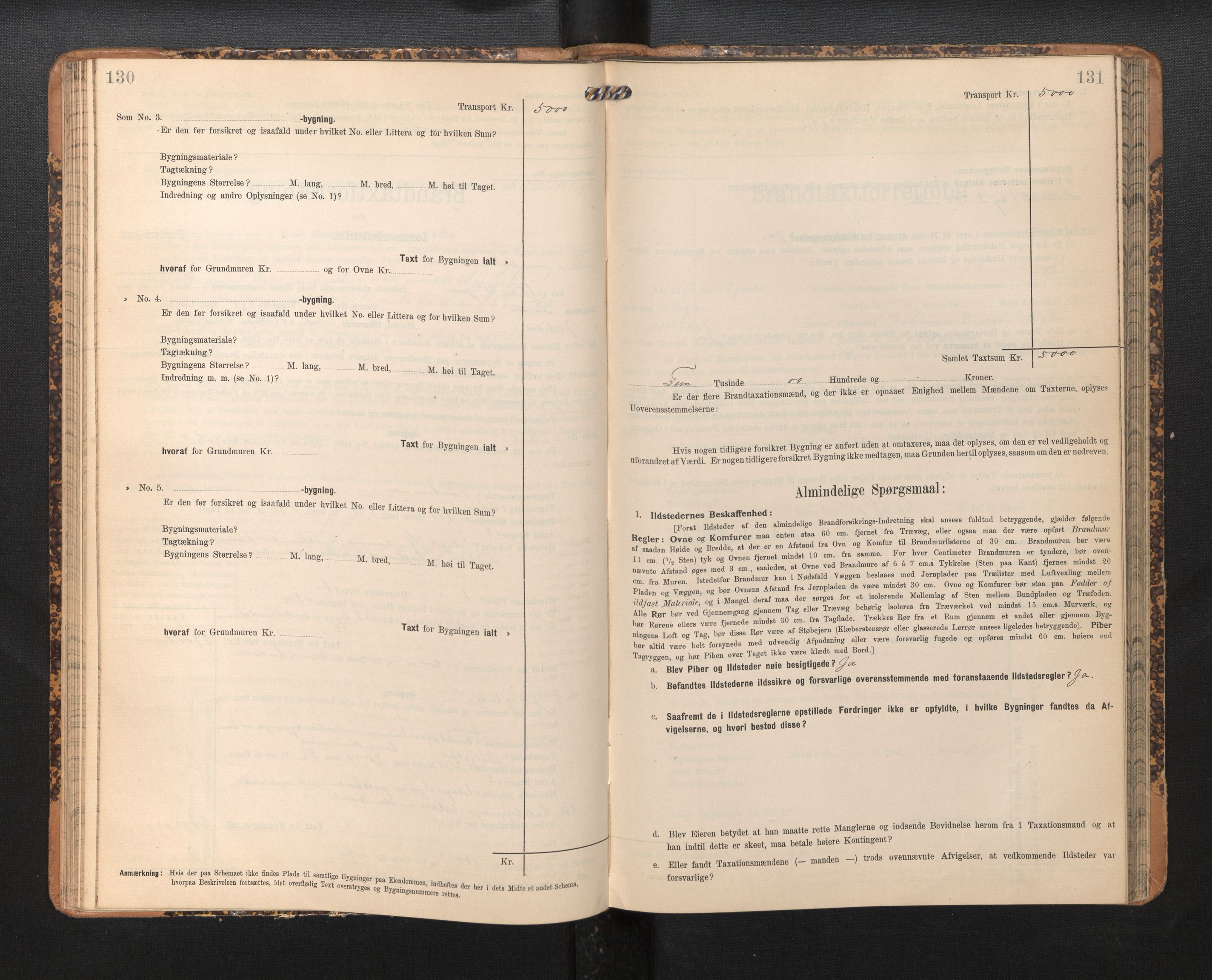 Lensmannen i Jostedal, SAB/A-28601/0012/L0004: Branntakstprotokoll, skjematakst, 1906-1919, s. 130-131