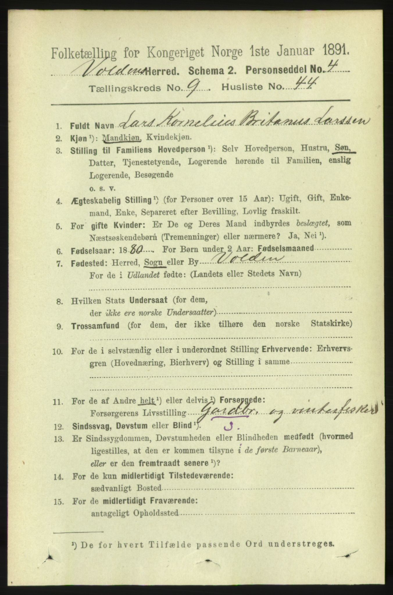 RA, Folketelling 1891 for 1519 Volda herred, 1891, s. 4539